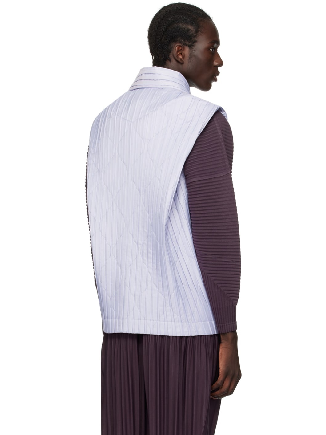 ISSEY MIYAKE Blue Padded Pleats Vest | REVERSIBLE