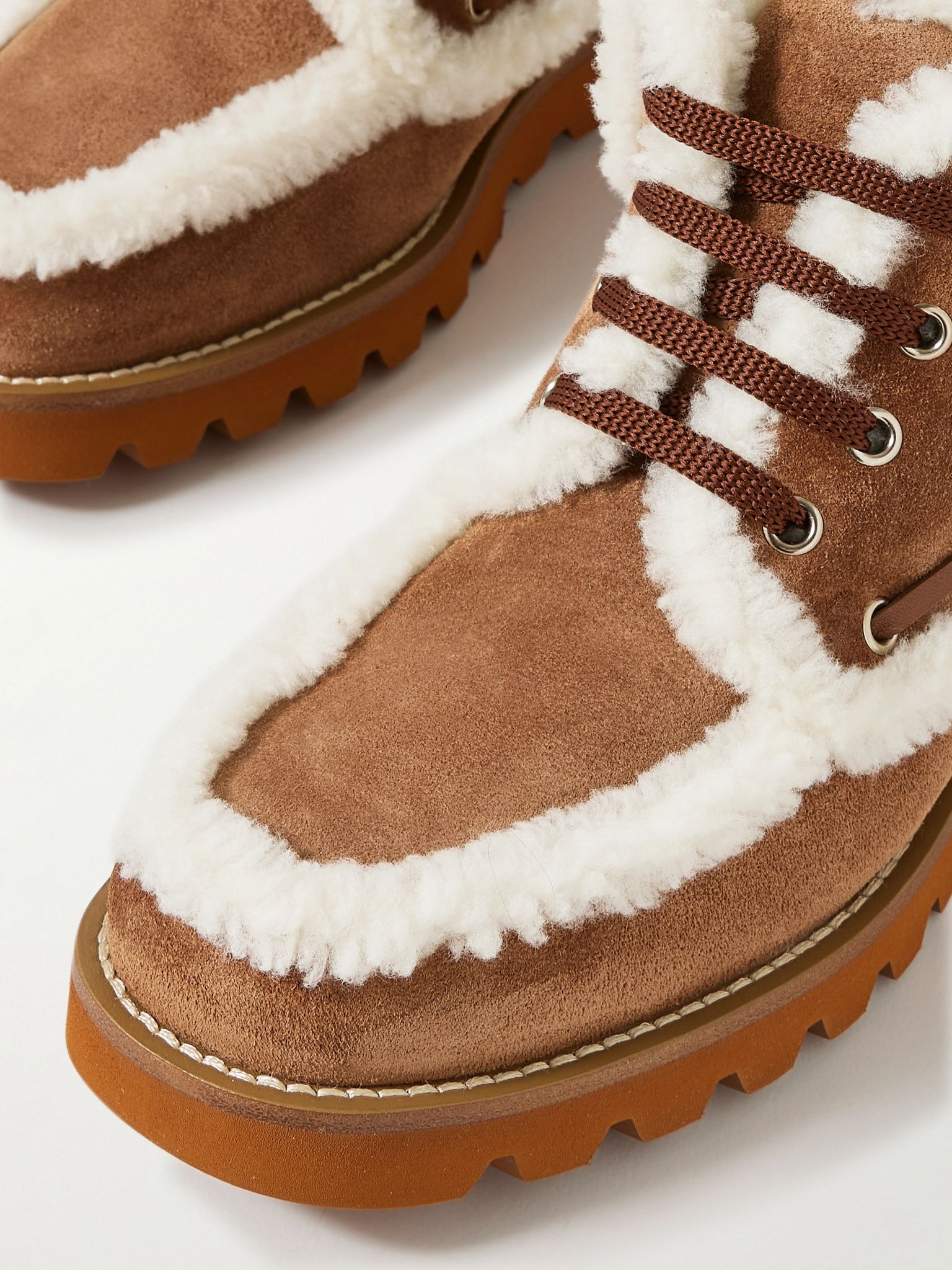 Palm Avenue shearling-trimmed suede ankle boots Tan - 4