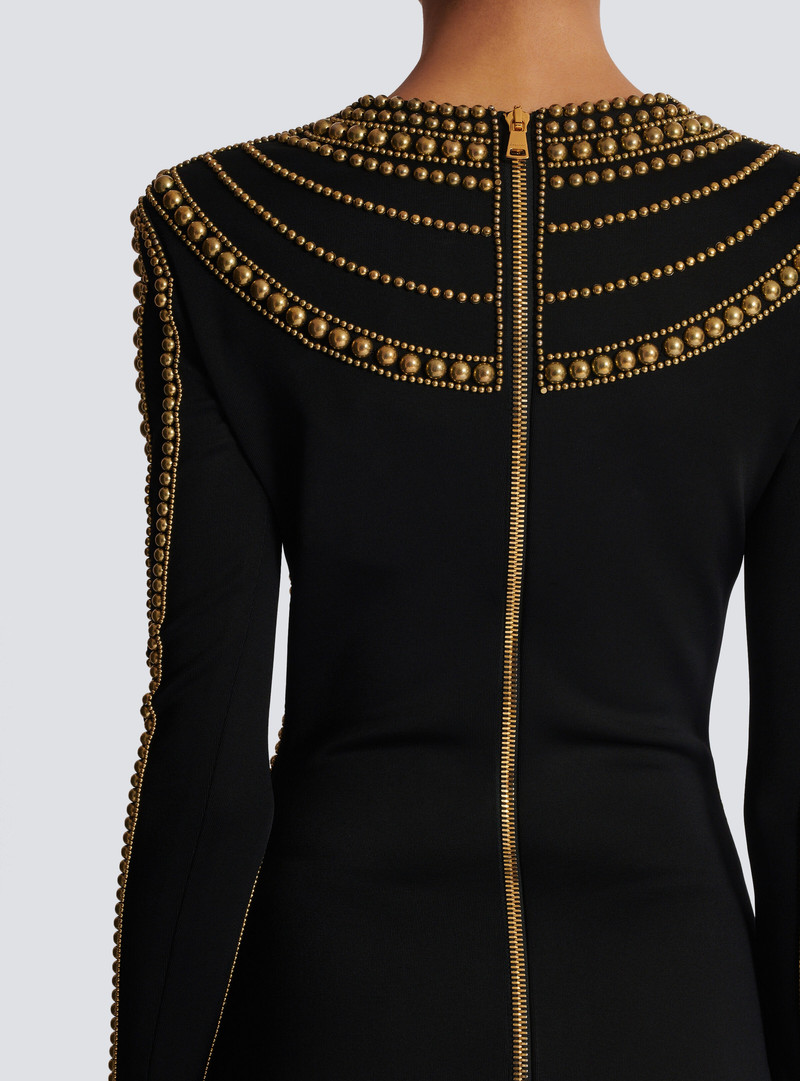 Short gold bead-embroidered dress 8