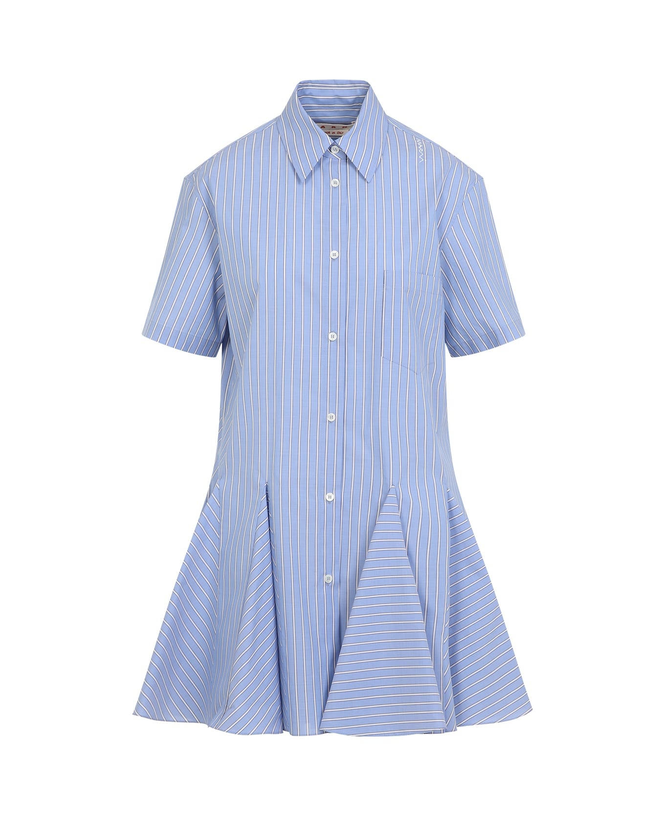 Light Blue Cotton Mini Dress - 2