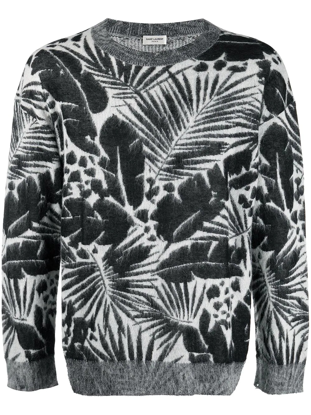 foliage-pattern crew neck jumper - 1