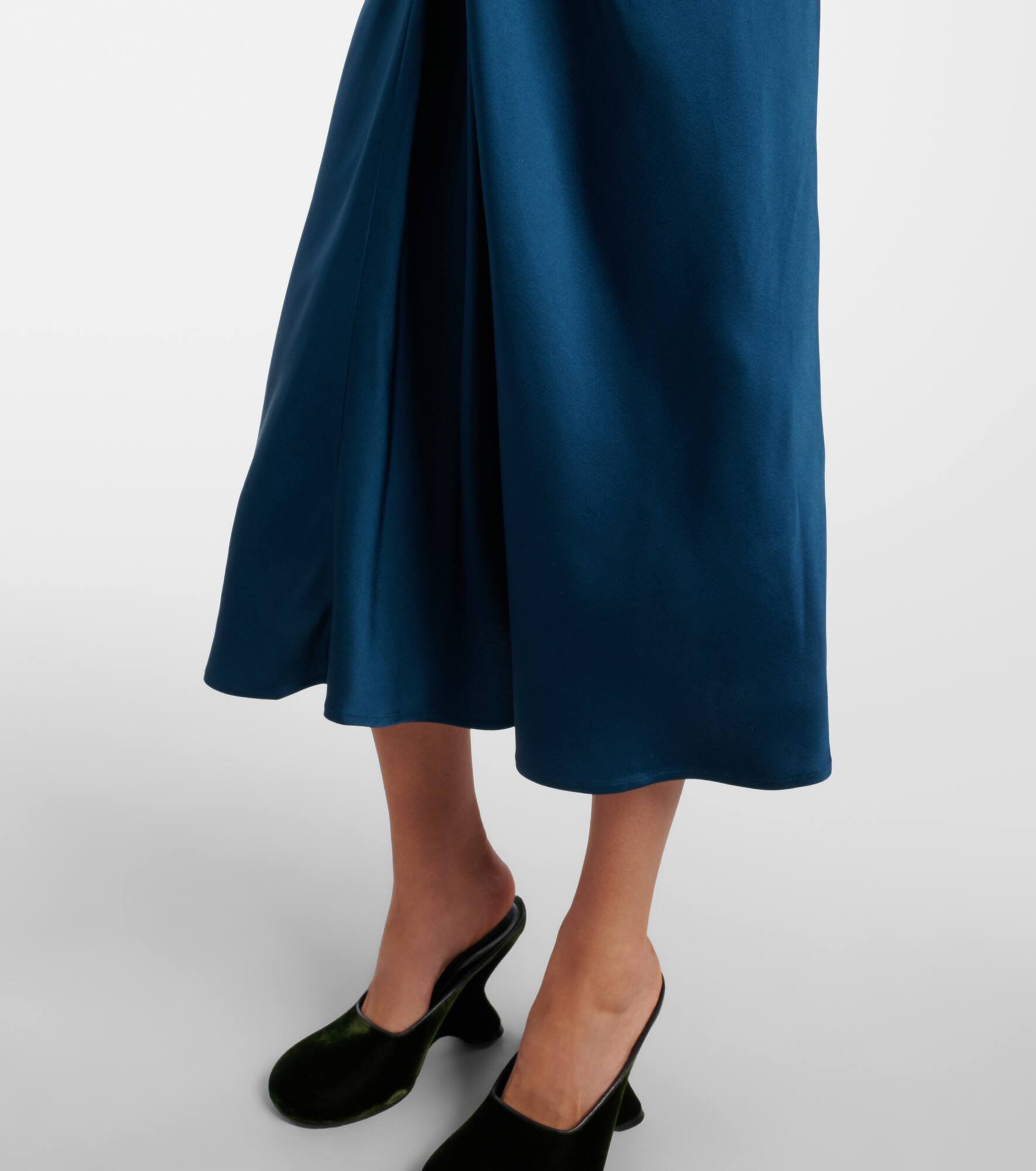 Gathered satin midi skirt - 5