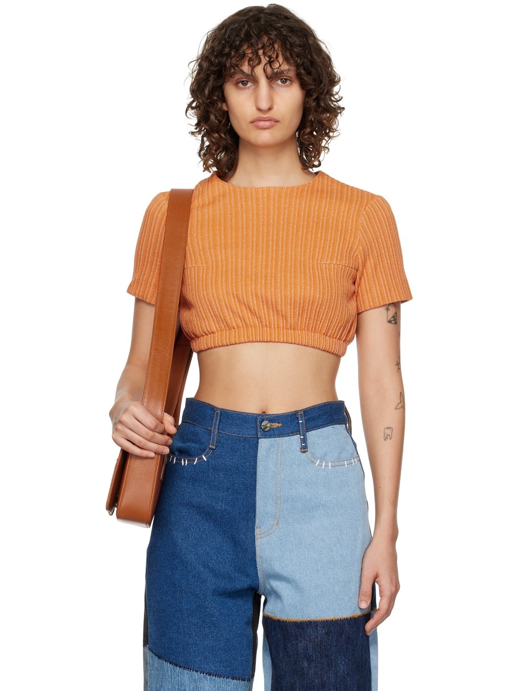 ★ADERERROR★ Flut cropped tshirt Orange Orange Flut T-Shirt by ADER error on Sale