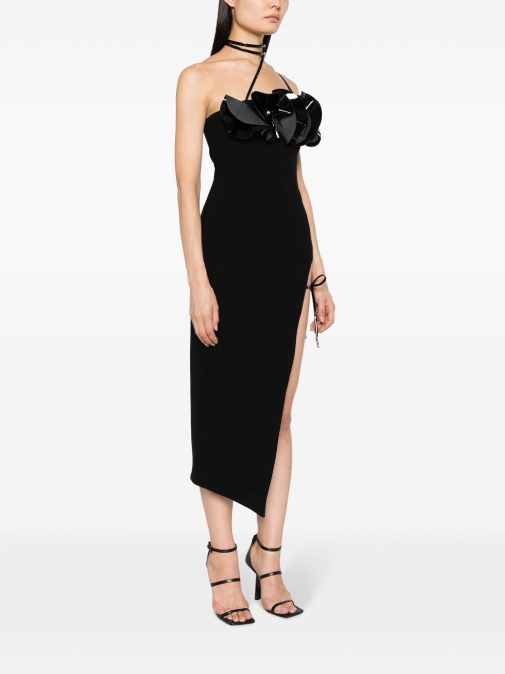 floral-appliquÃ© crepe wool midi dress - 3