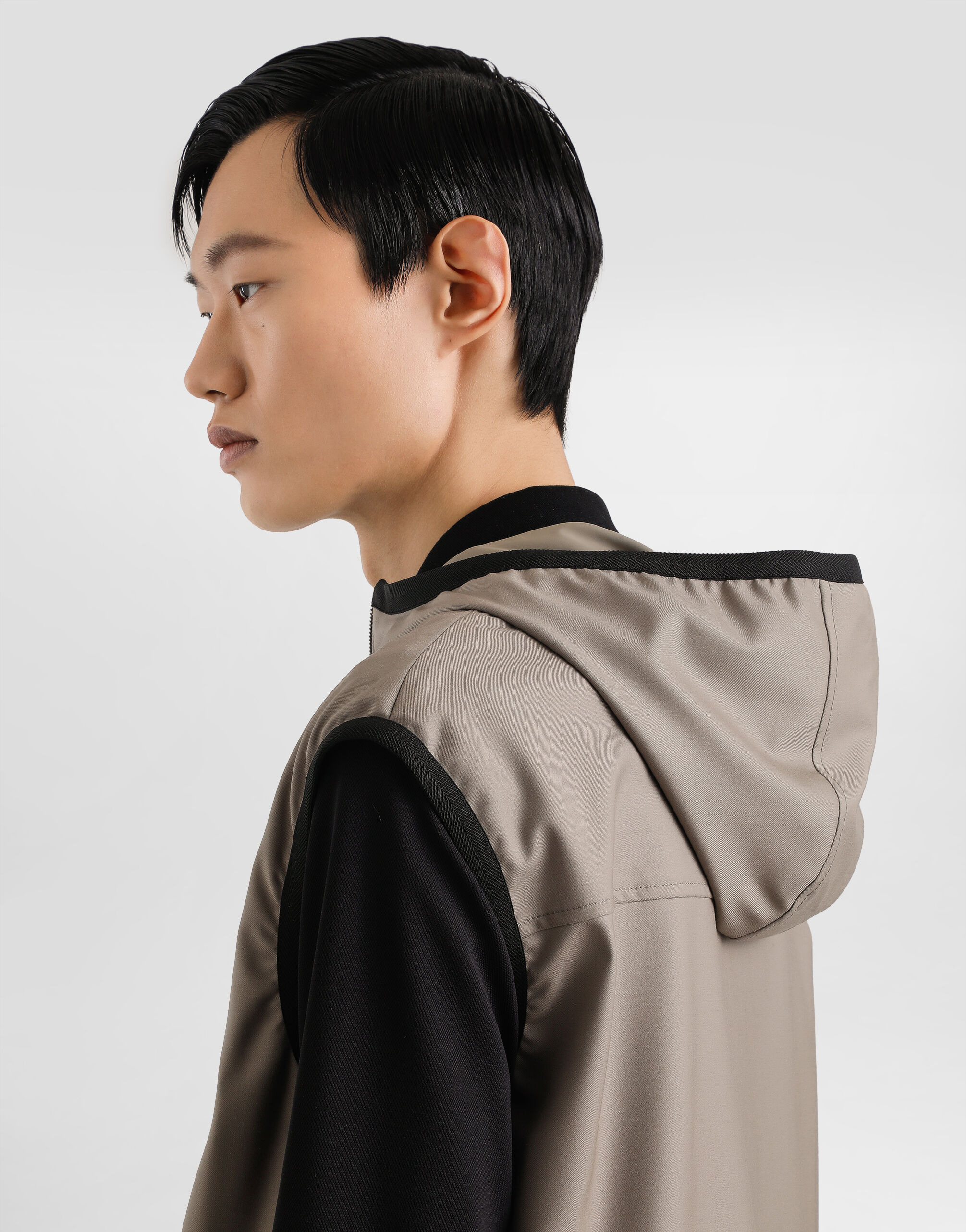 Wool canvas hooded gilet - 3