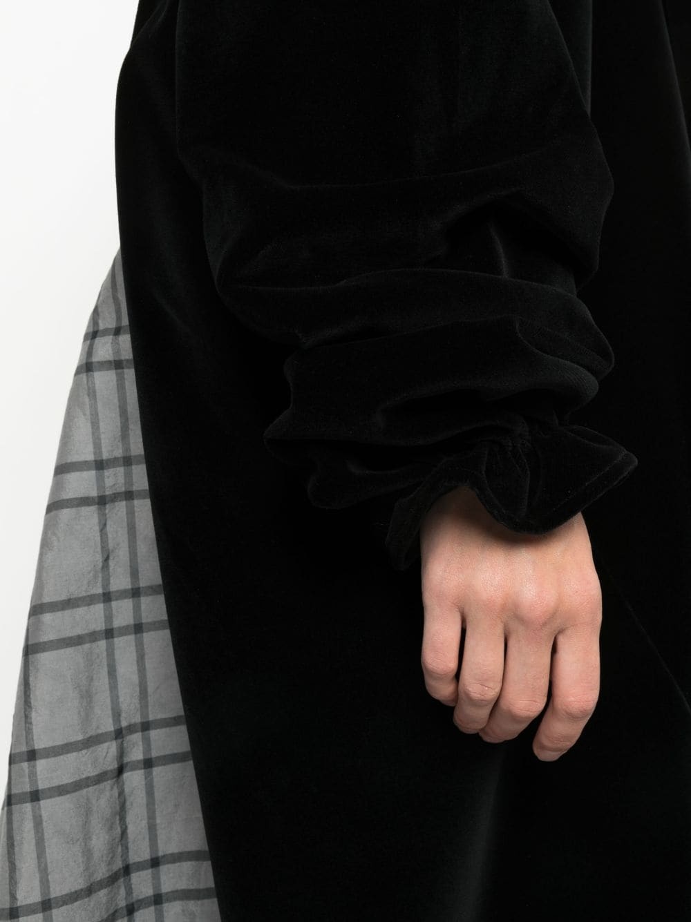Spliced check-print silk dress - 5