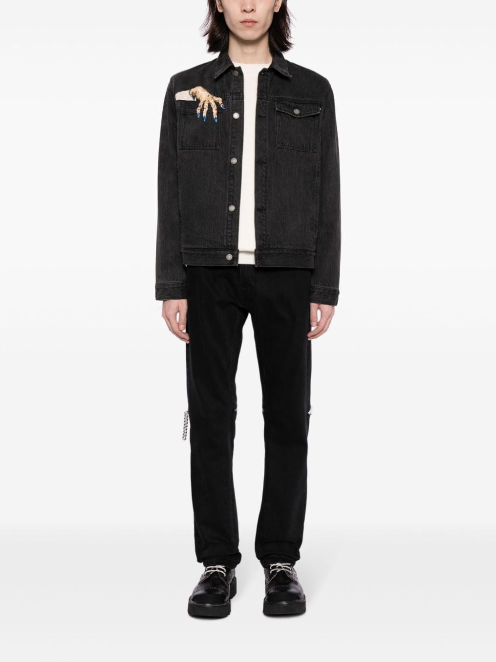 patch-detail wool-blend jacket - 2