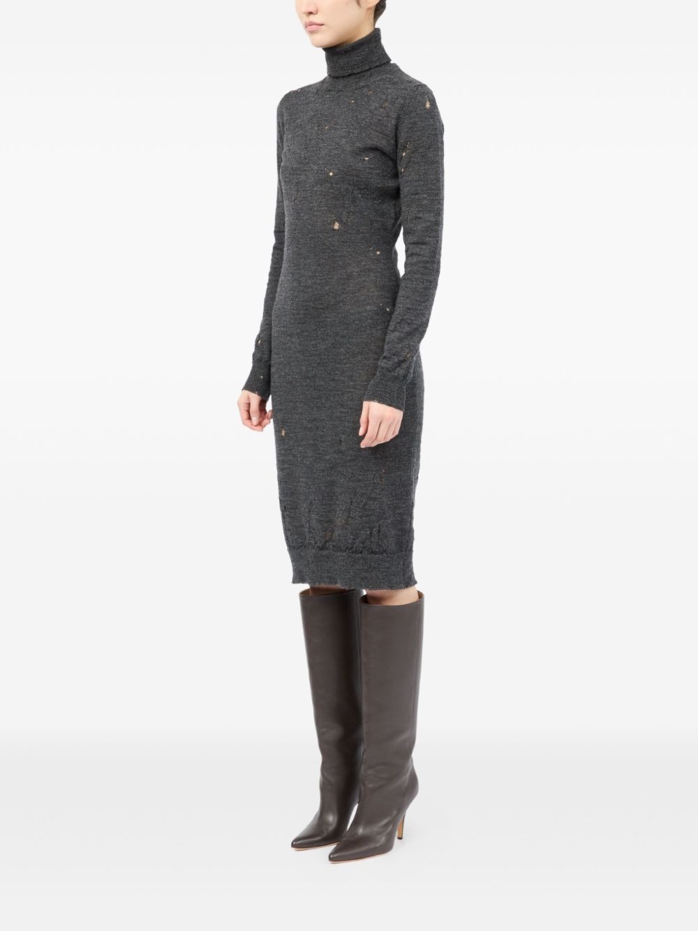 turtleneck ribbed dress - 4