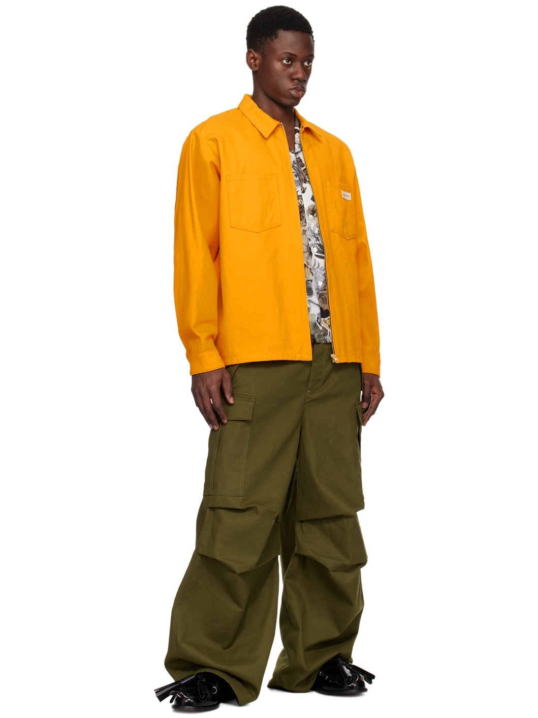 Orange Zip-Up Long Sleeve Shirt - 4
