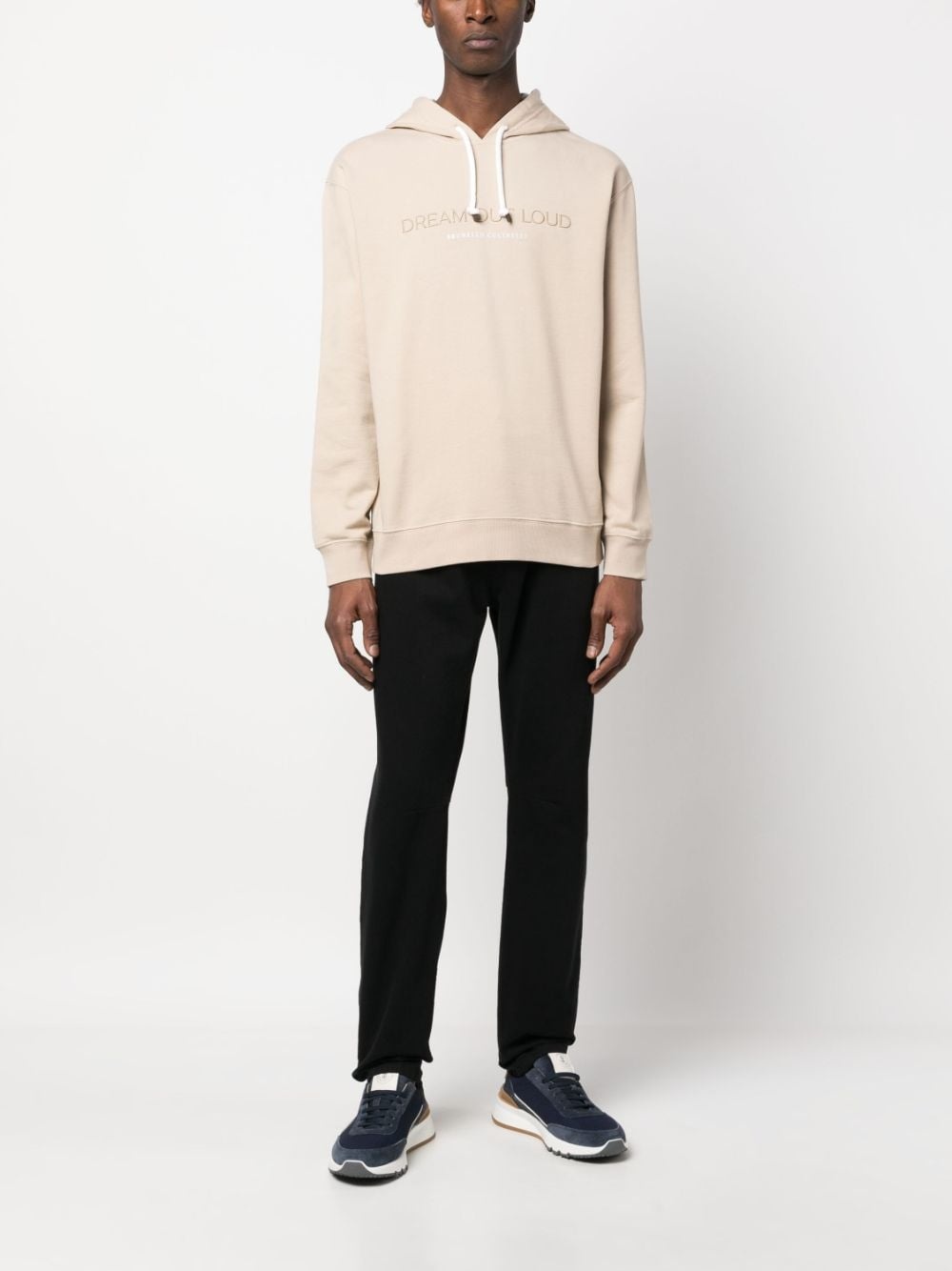embroidered-slogan cotton hoodie - 2