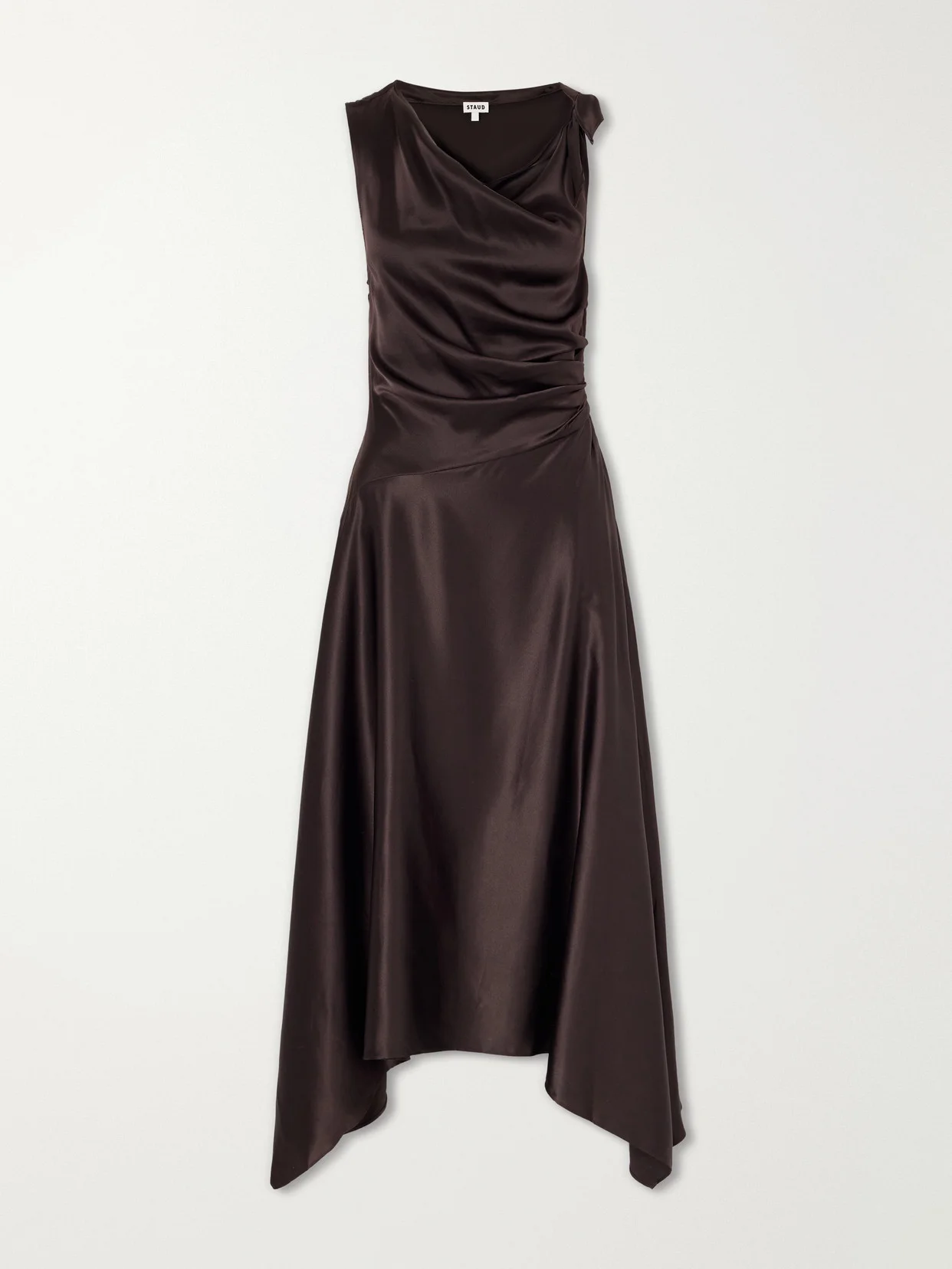 Portia Off-the-shoulder Asymmetric Stretch-silk Gown - 1