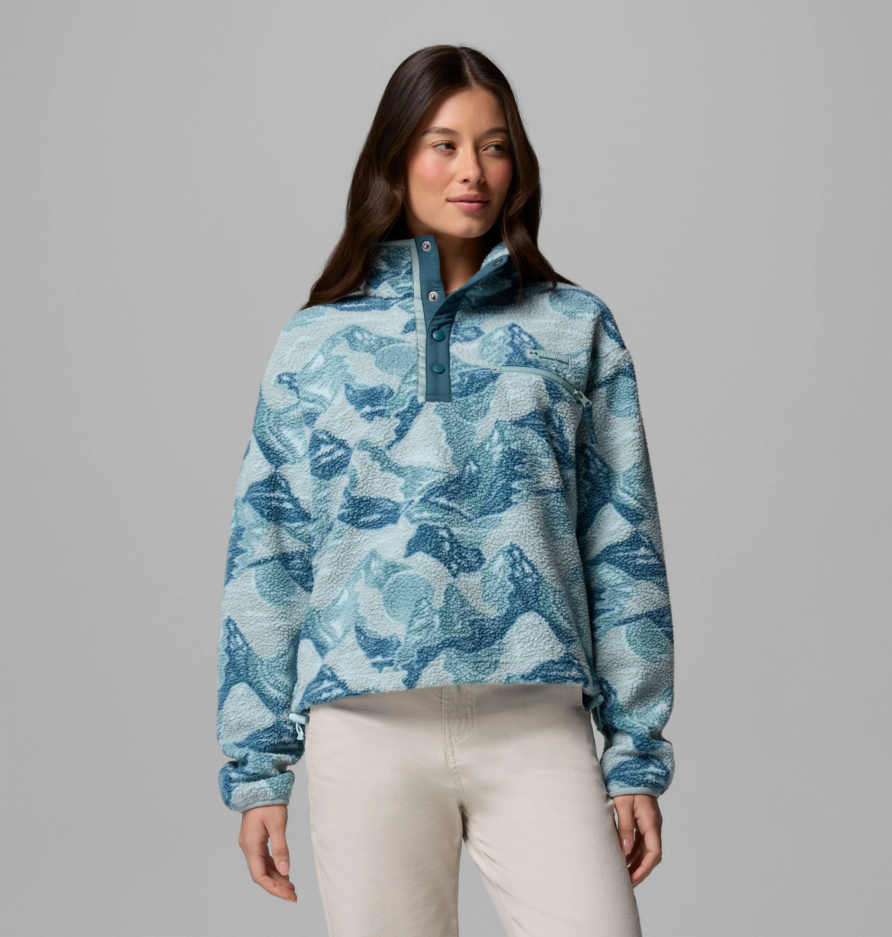 Women's Helvetia II Printed Cropped Half Snap Fleece Pullover - 1