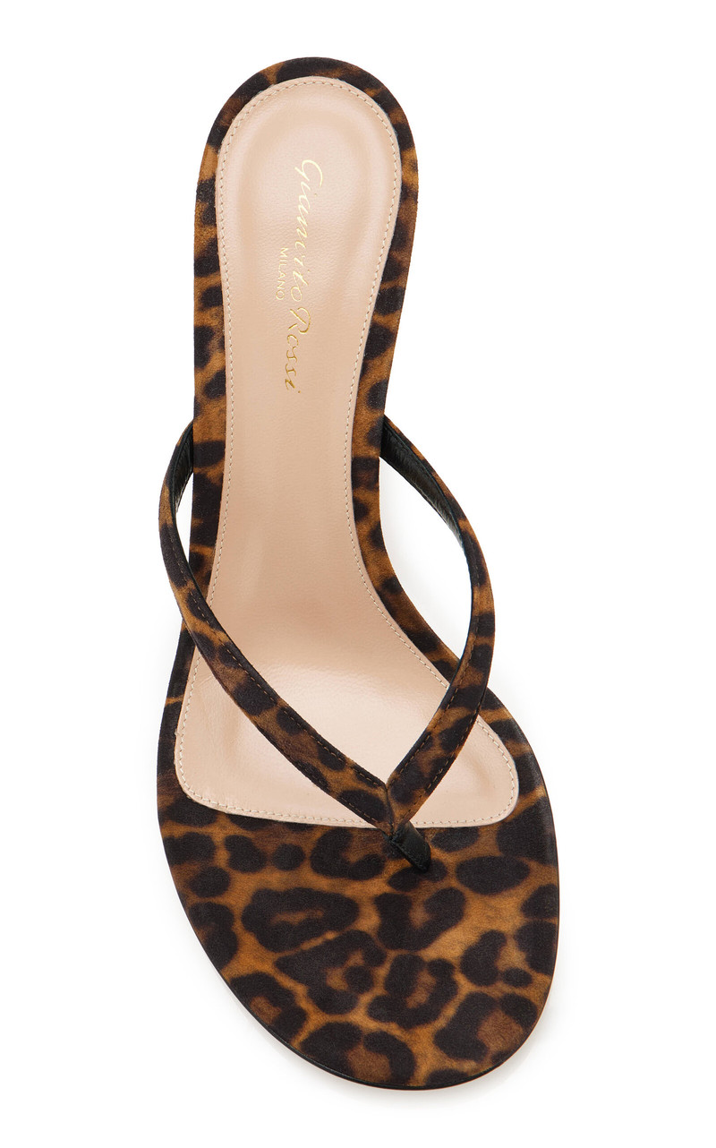 Gianvito Rossi Calypso Leopard-Print Suede Sandals animal outlook
