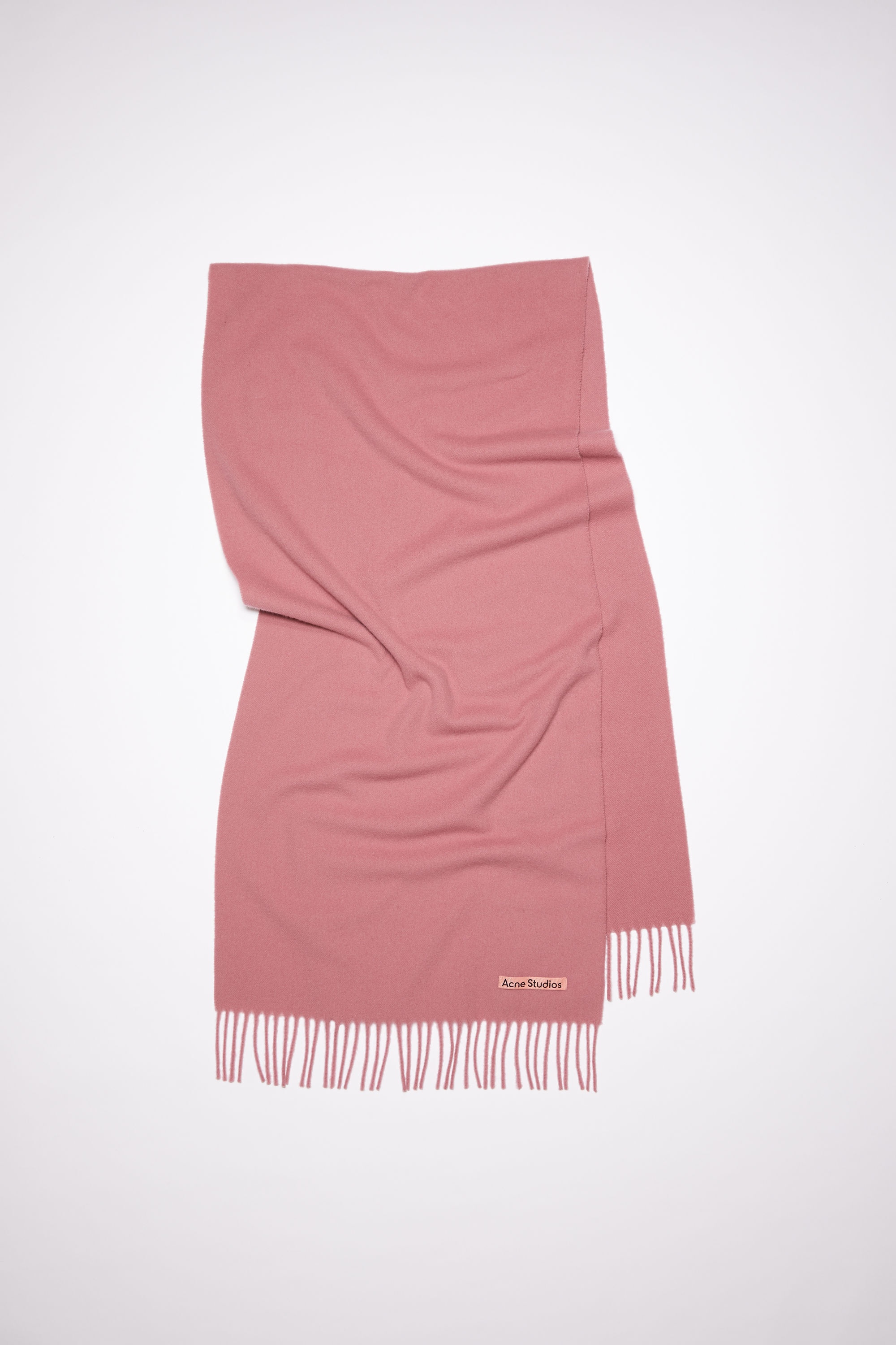 Fringed wool scarf - Raspberry pink - 1