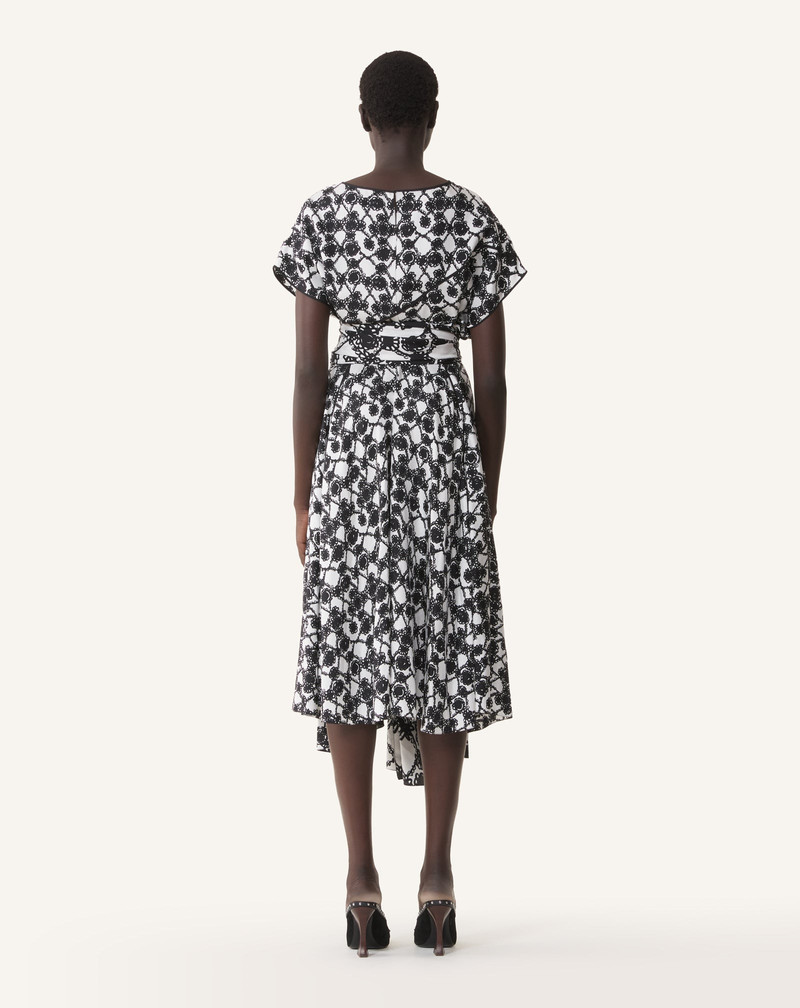 PRINTED SILK DRAPED DRESS 4