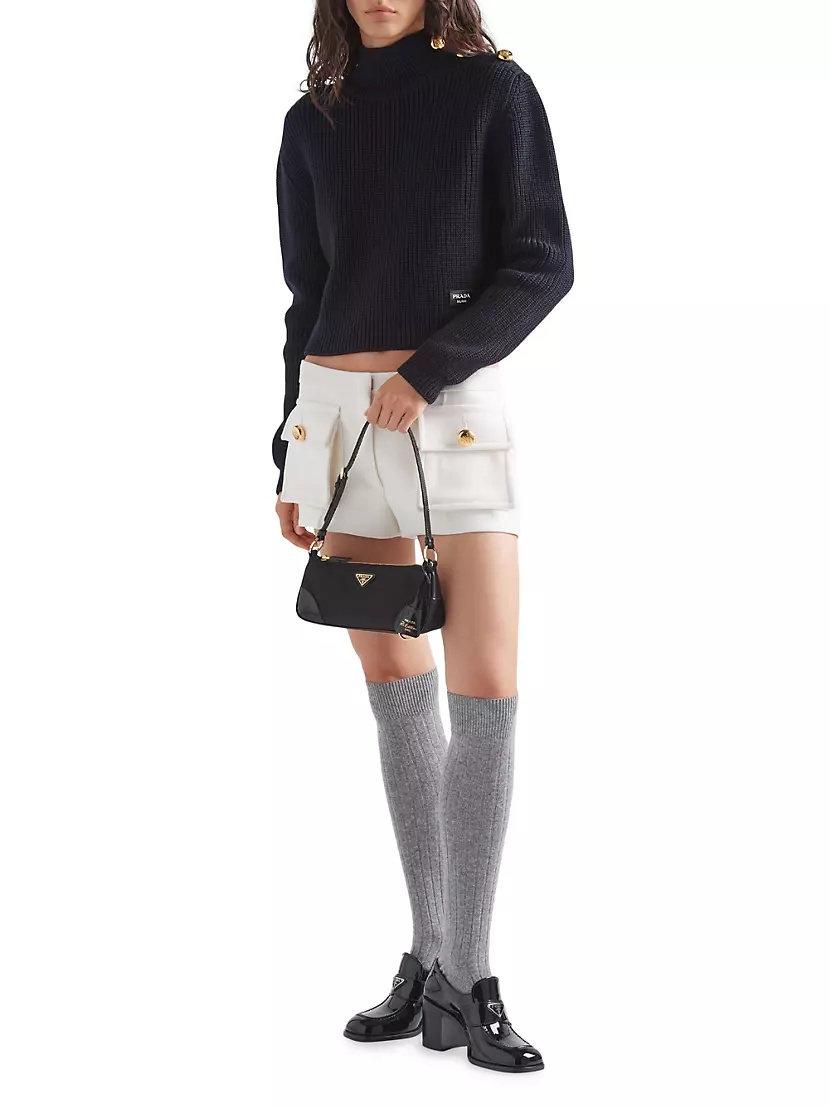 【PRADA】RE-NYLON AND BRUSHED LEATHER SHOULDER BAG Prada - Mini Re-Nylon & Brushed Leather Shoulder Bag