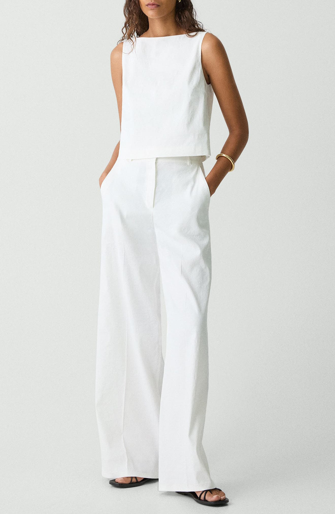 Theory Boat Neck Sleeveless Shell in White at Nordstrom - 7