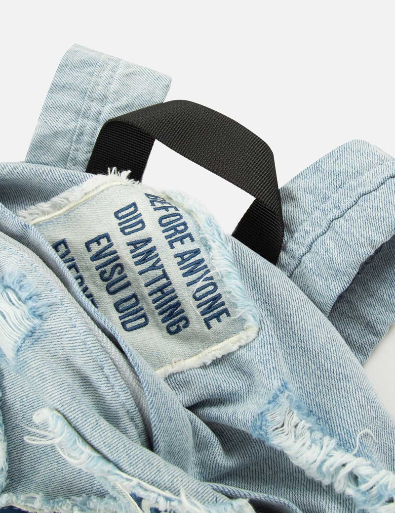 MULTIPLE DISTRESSED APPLIQUÉS DENIM BACKPACK 4
