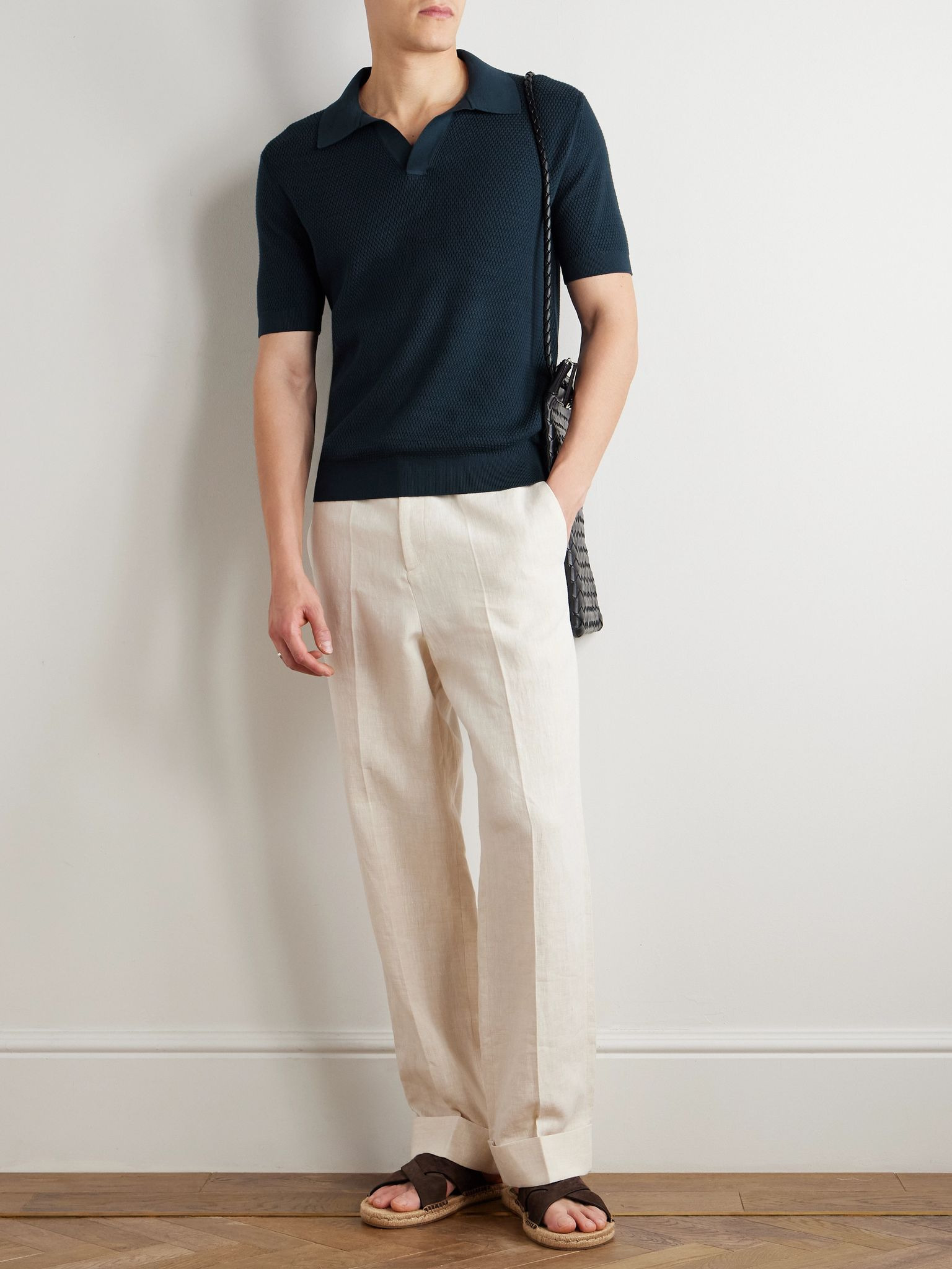 Slim-Fit Cotton-Piqué Polo Shirt Navy - 2
