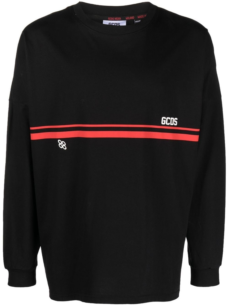 logo-print striped swatshirt 1