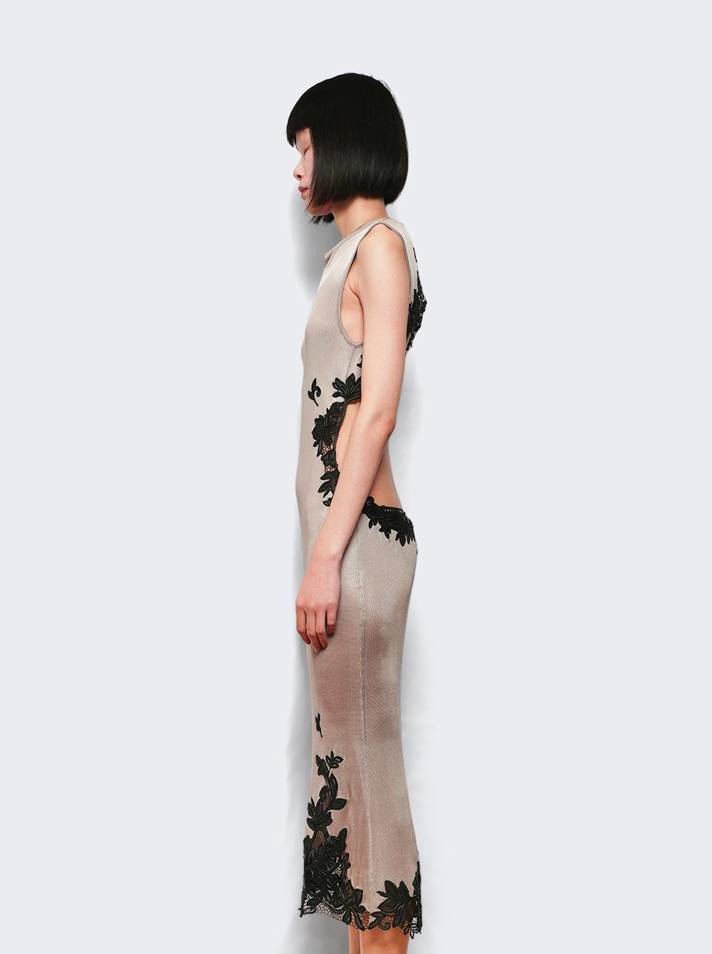 Hibiscus Embroidered Rib Dress Clay And Black - 3