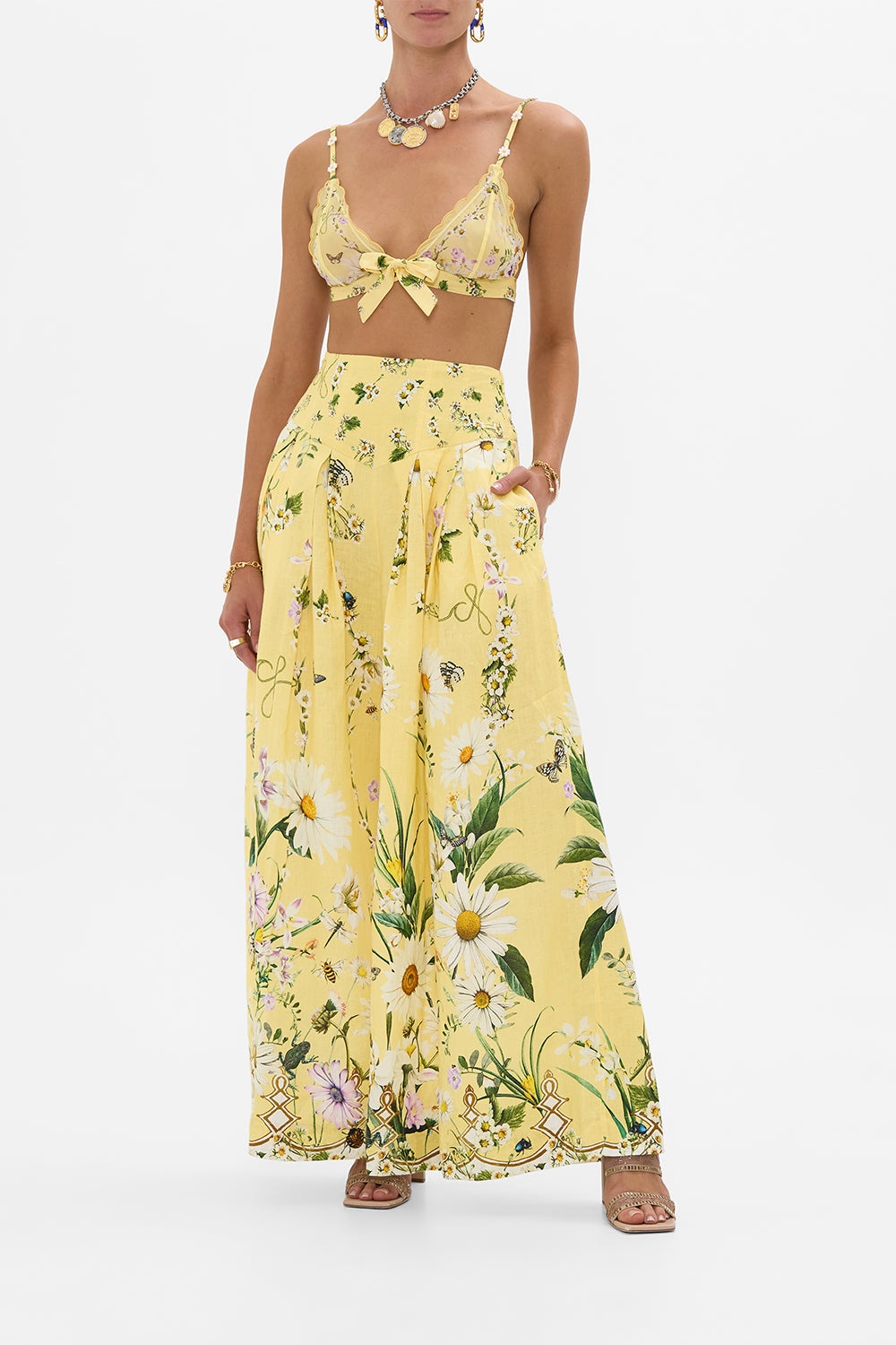 CORSET WAIST WIDE LEG PANT - 2