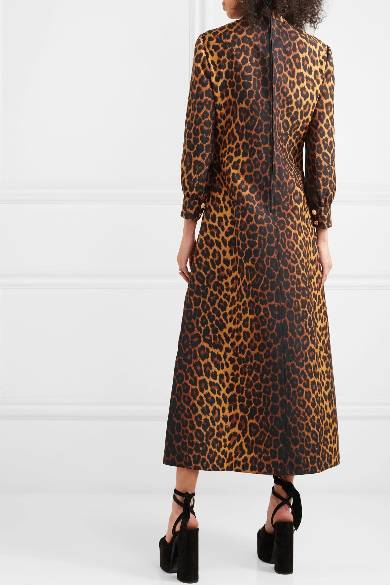 Leopard-print wool-blend maxi dress - 4