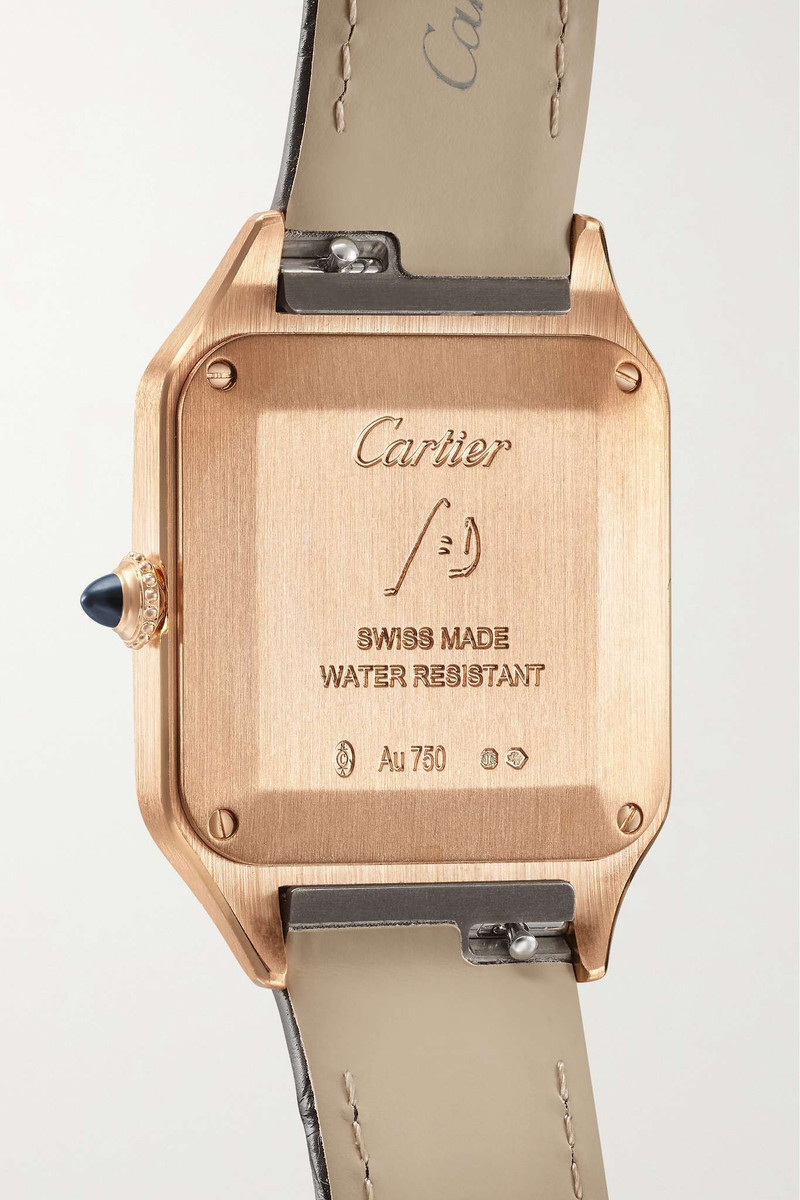Santos-Dumont 38mm small 18-karat rose gold and alligator watch 4