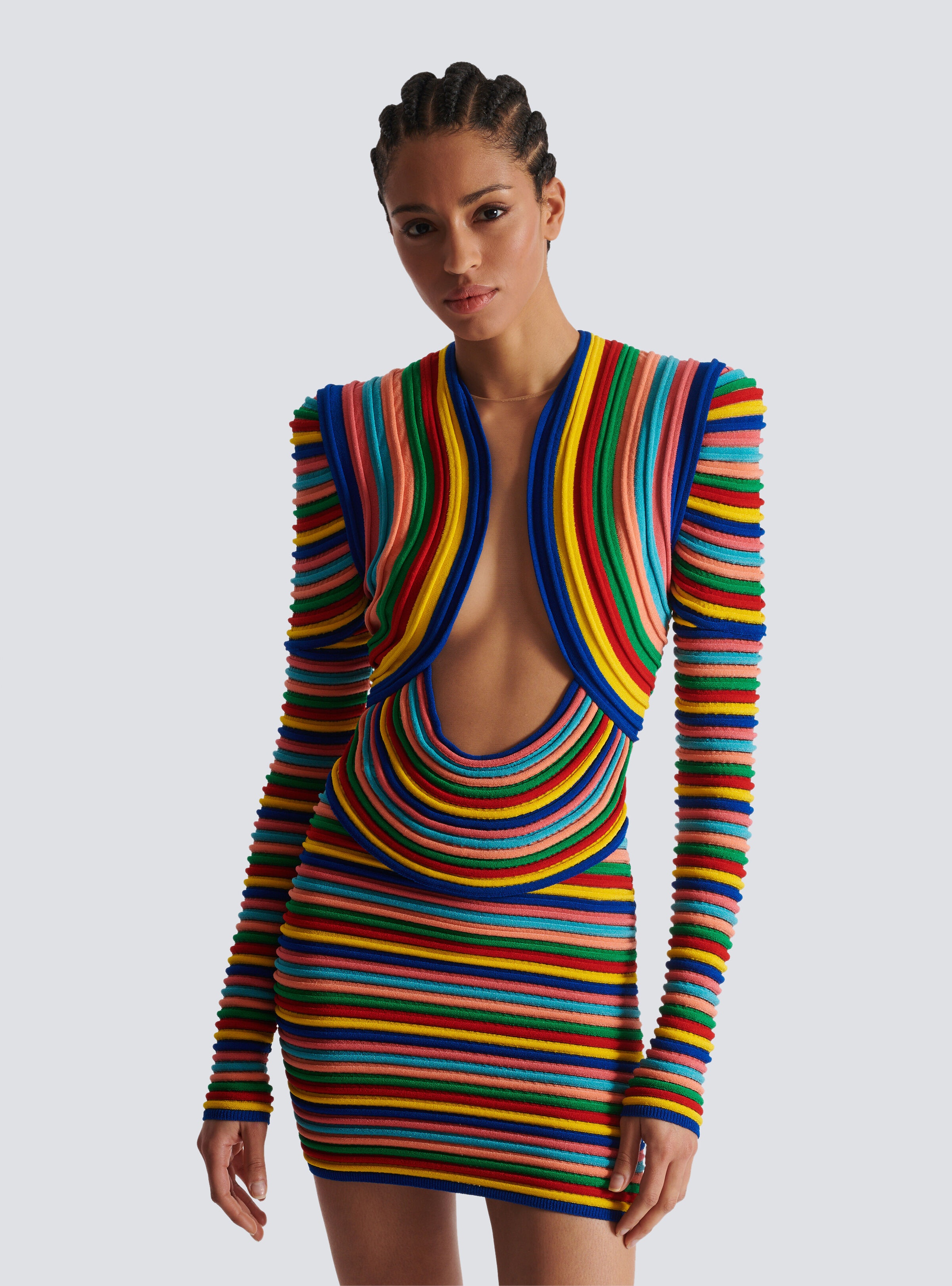 Short dress in multicoloured rolled knit - 6
