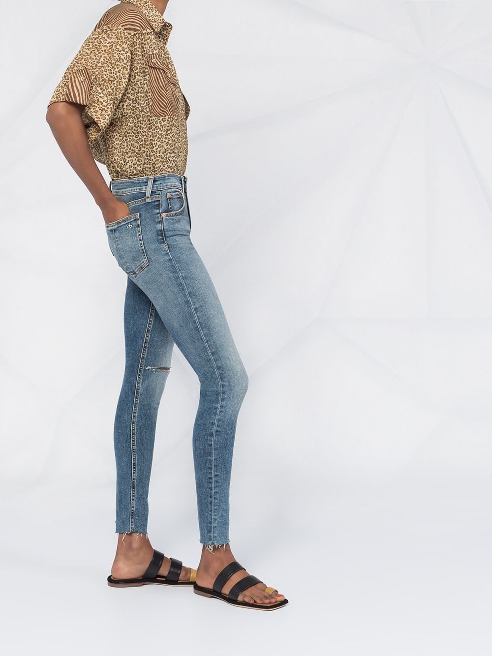 denim skinny distressed jeans - 4