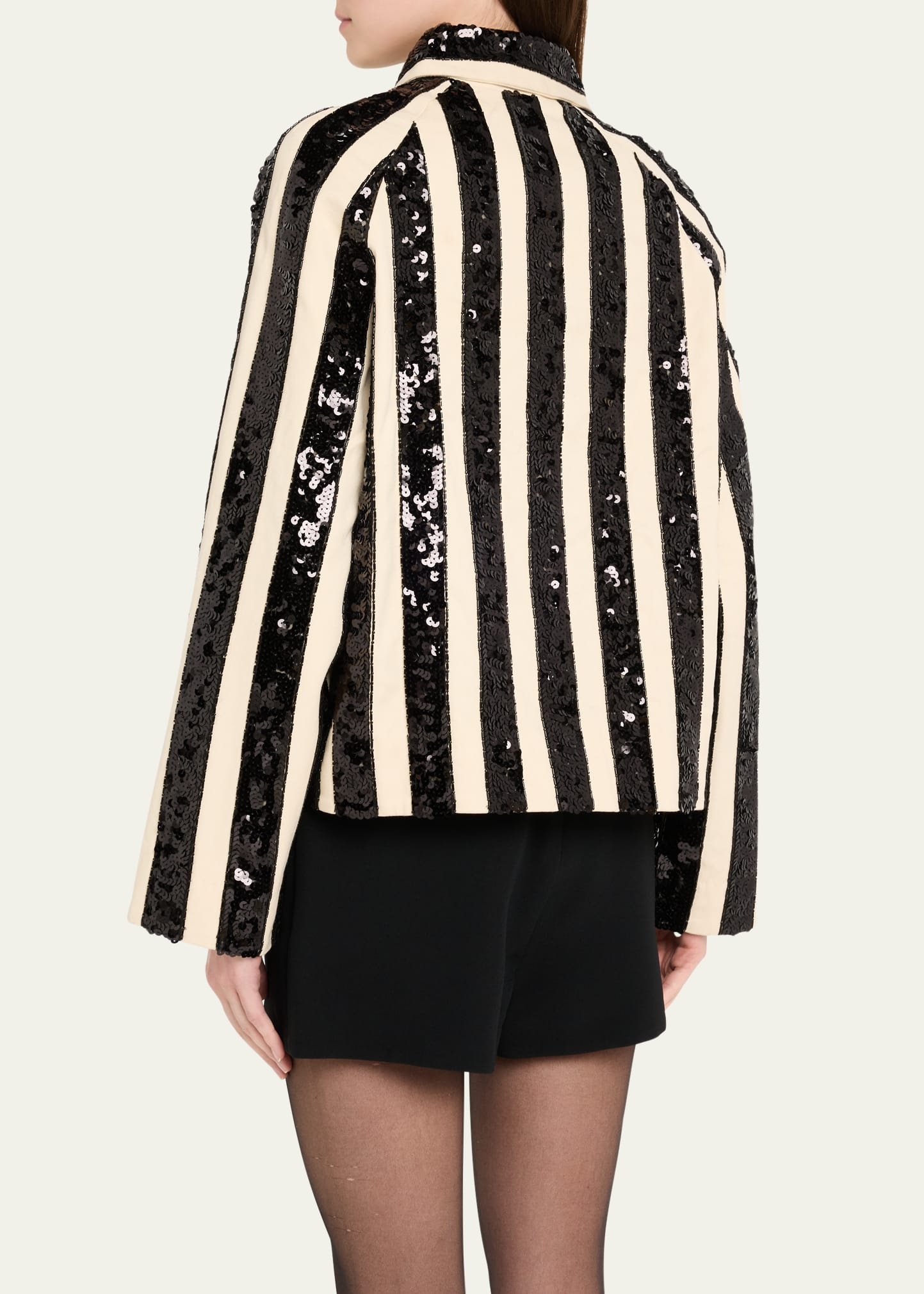 Grandstand Sequined Stripe Cropped Jacket - 3