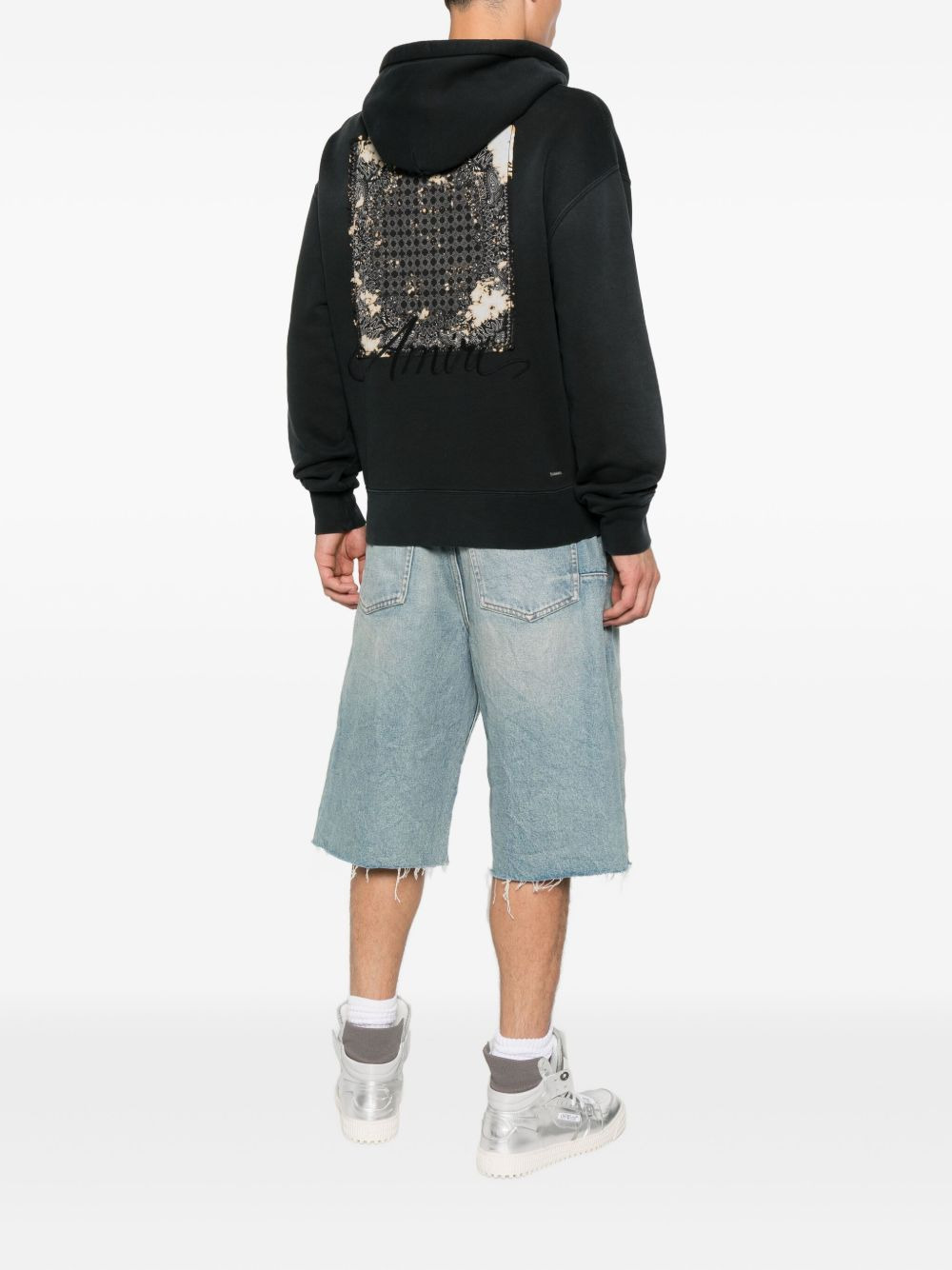 embroidered drawstring hoodie - 2