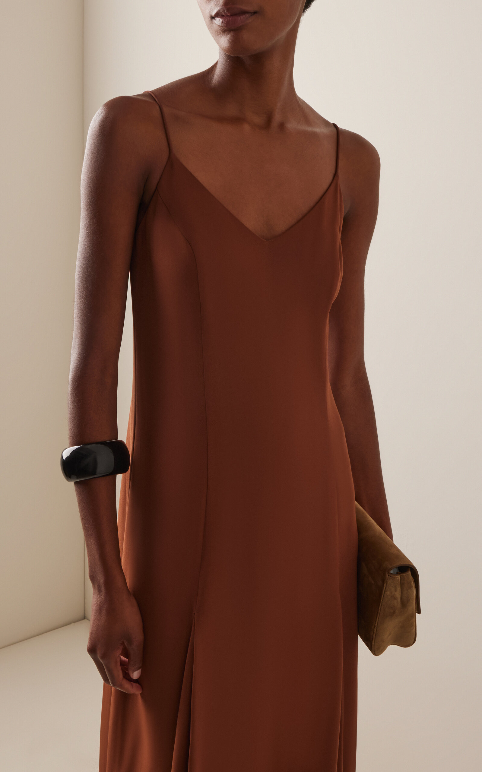 Florence Crepe Maxi Slip Dress brown - 3