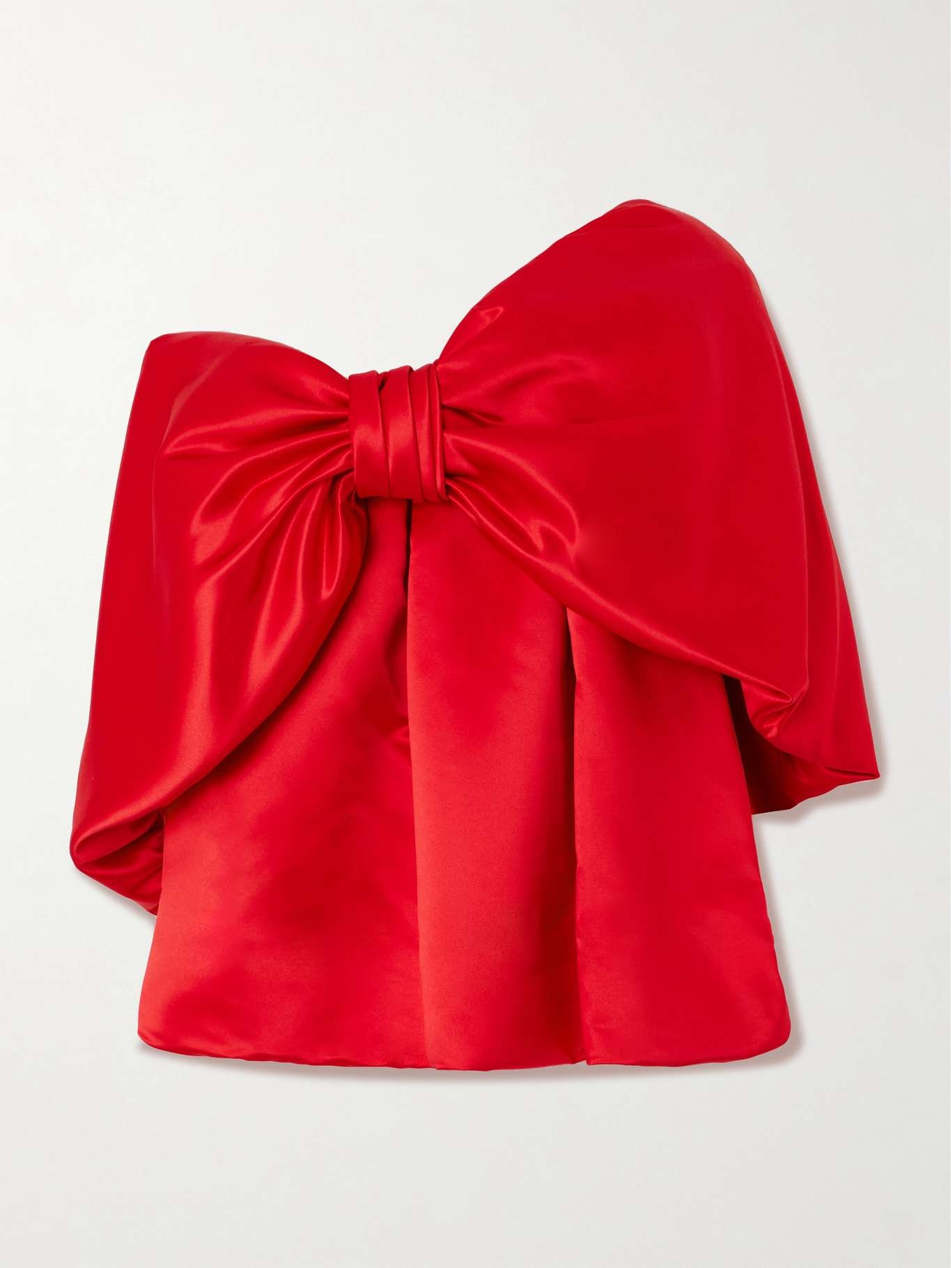 Off-the-shoulder bow-embellished satin blouse - 1