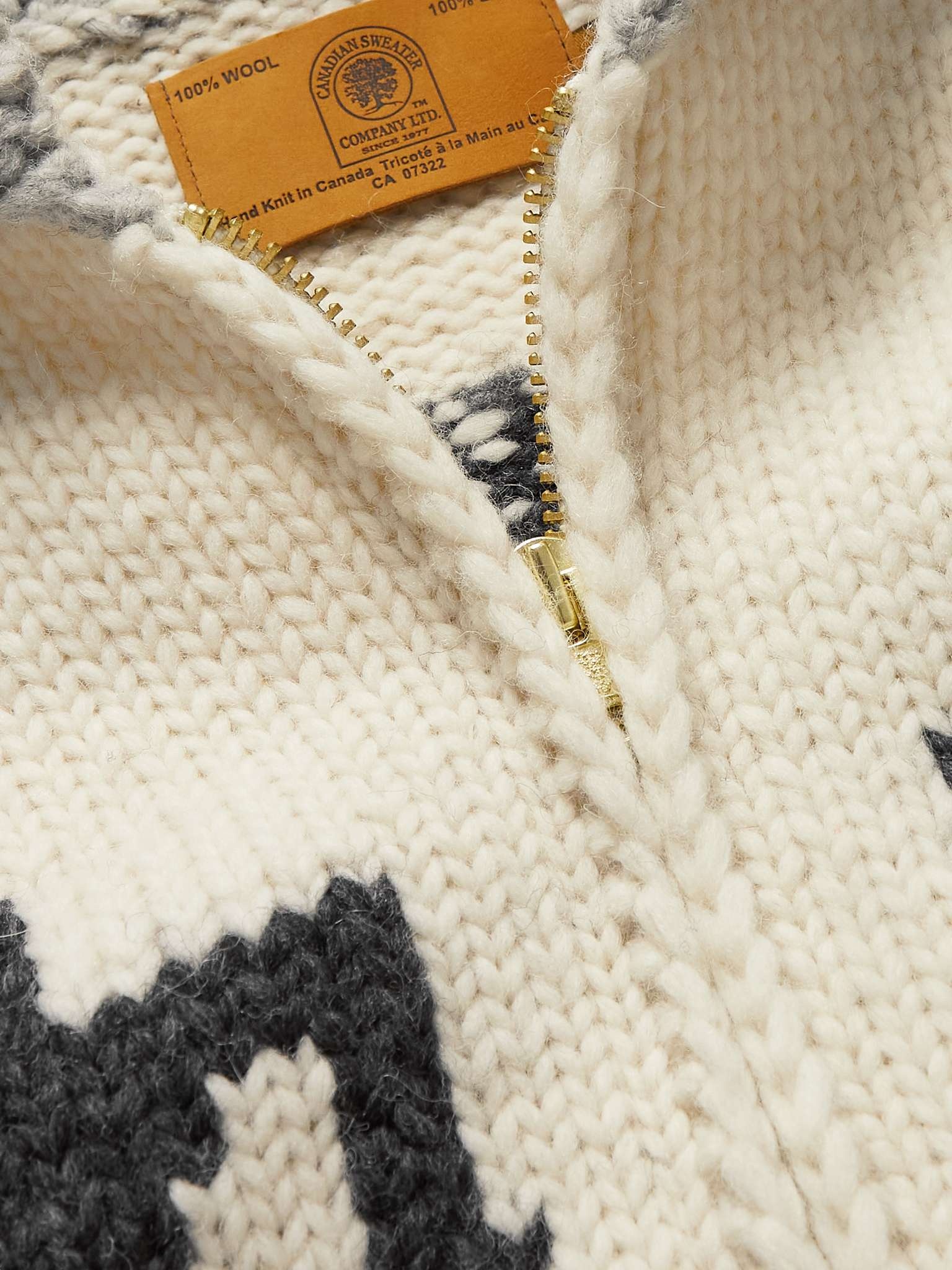 Intarsia Wool Zip-Up Cardigan - 5