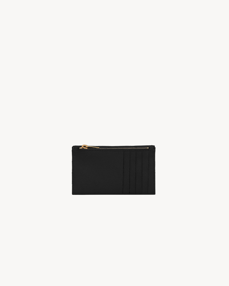 SAINT LAURENT CASSANDRE MATELASSÉ FRAGMENTS FLAP CARD CASE IN GRAIN DE POUDRE LEATHER outlook