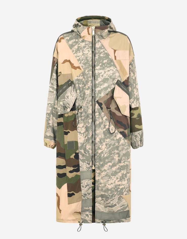 Nylon and cotton patchwork trench coat - 1