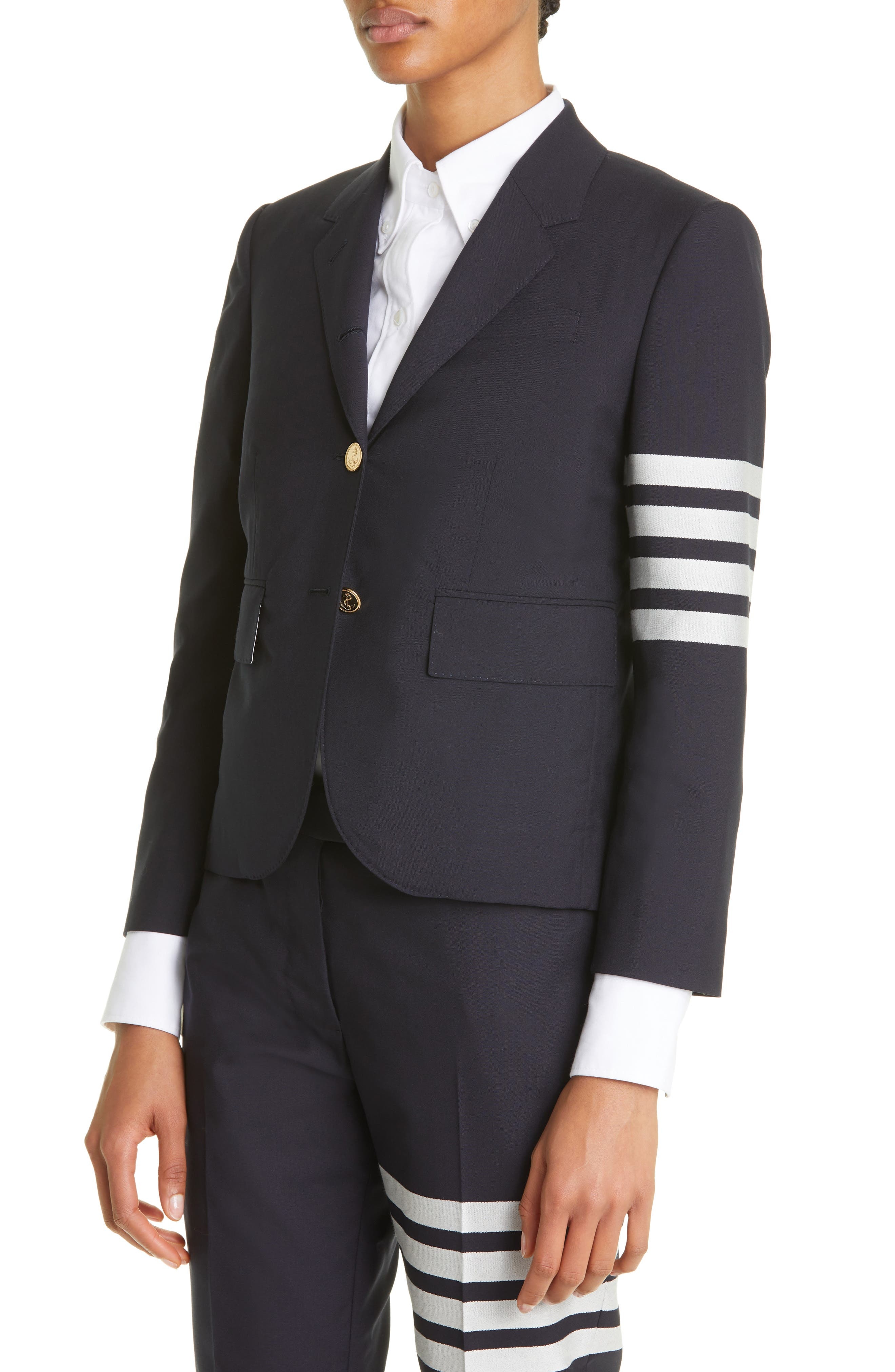 Stripe High Armhole Wool Sport Coat - 5