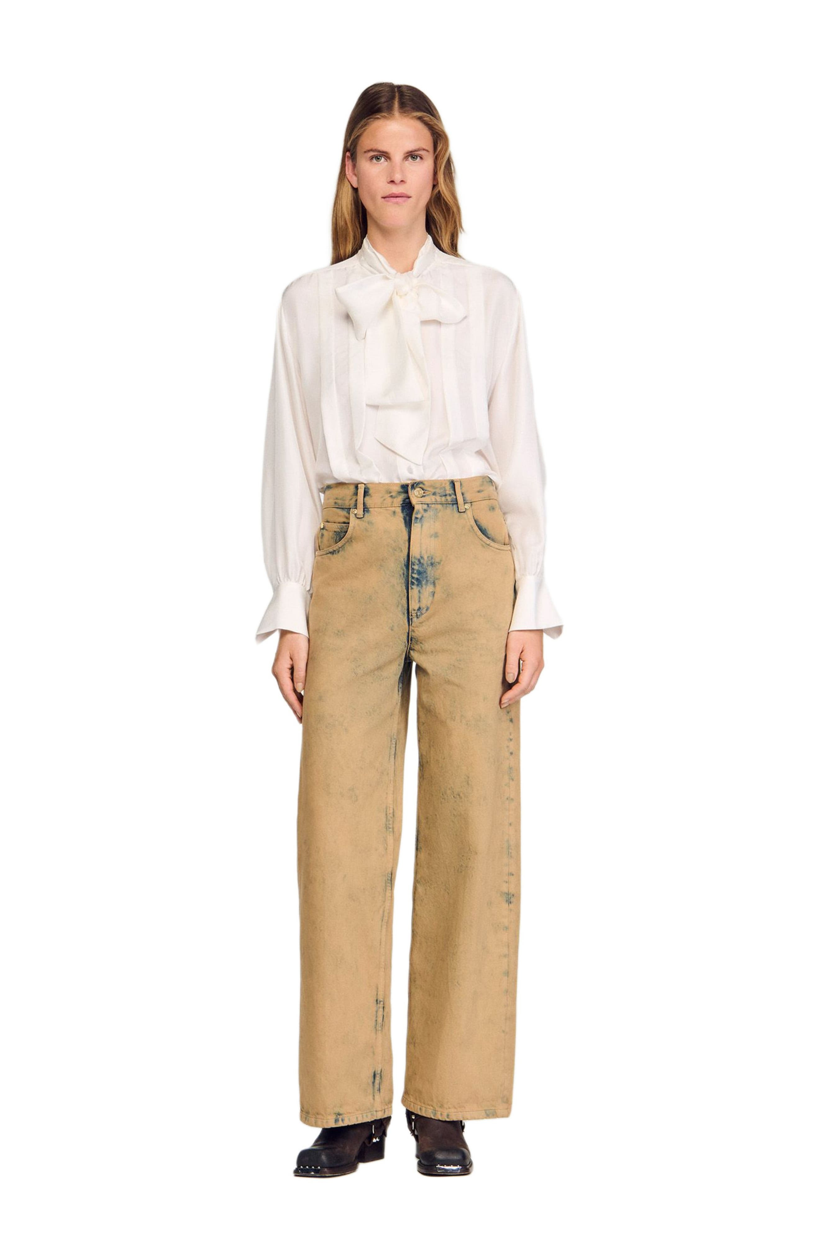 SANDRO Faded wide-leg jeans in Beige at Nordstrom - 2