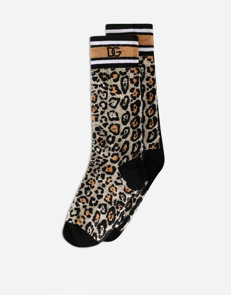 Leopard-print cotton jacquard socks - 2