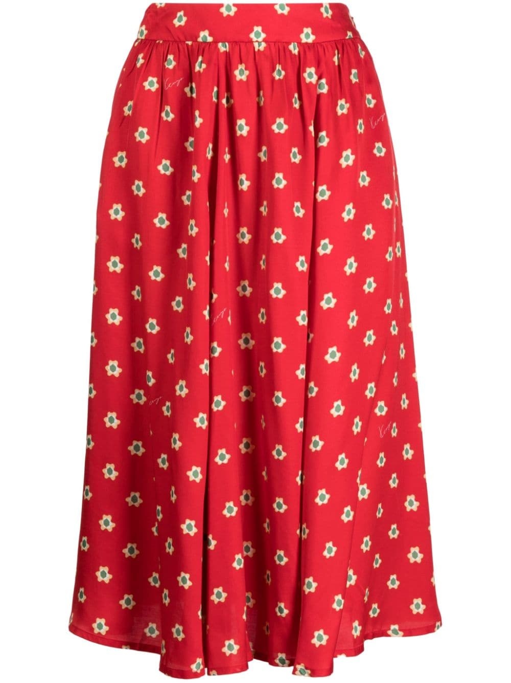 floral-print high-waist midi skirt - 1