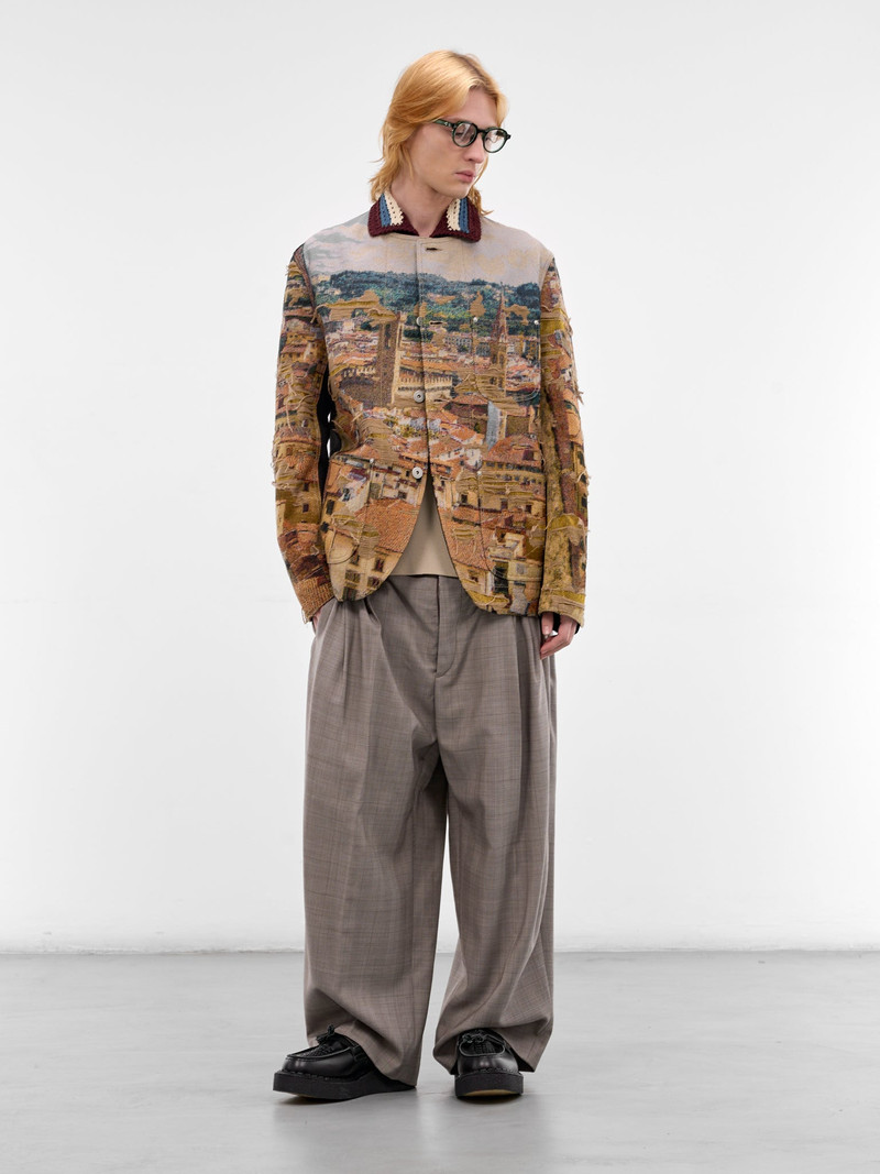 Junya Watanabe MAN Beige Distressed Cityscape Knit Jacket outlook