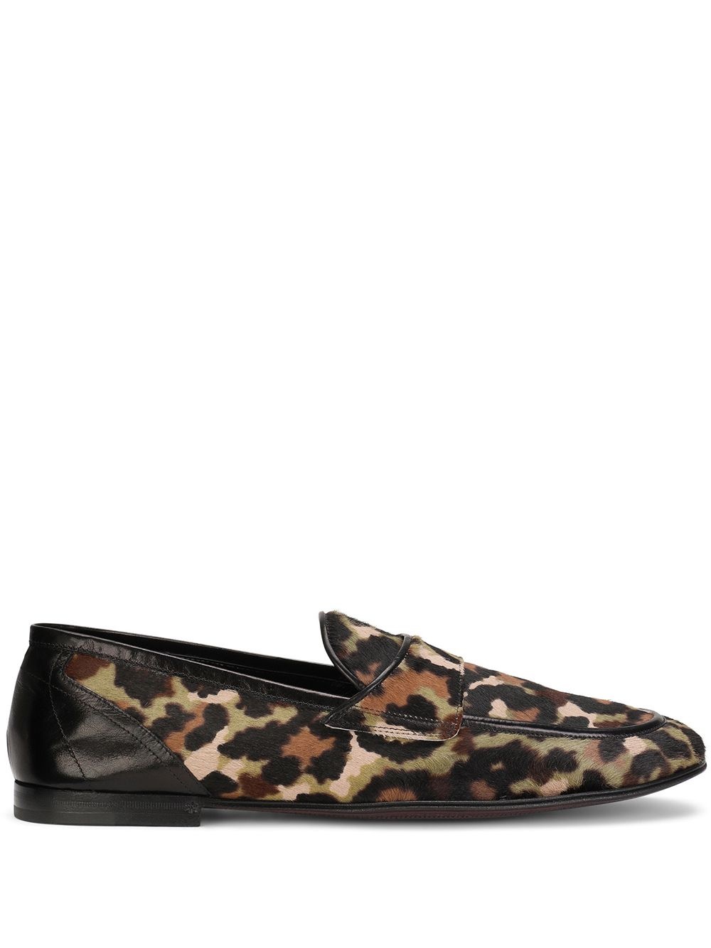 leopard print calf hair loafers - 1