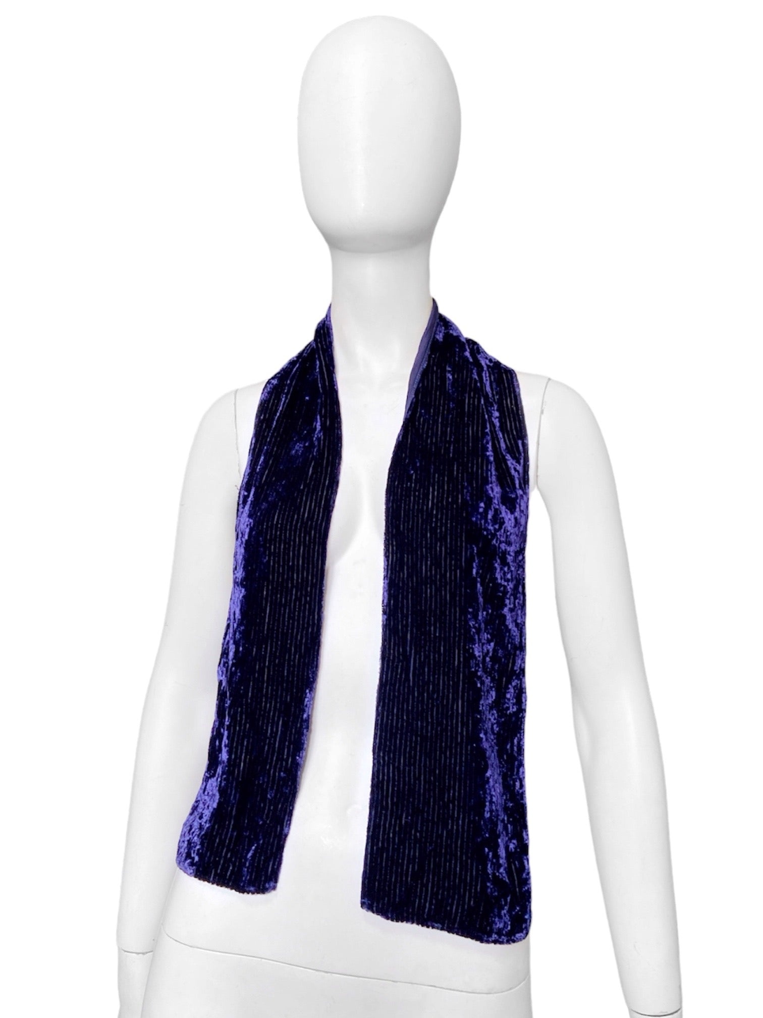 Gucci Fall 1996 Tom Ford Blue Velvet Striped Silk Scarf Neckpiece - 3