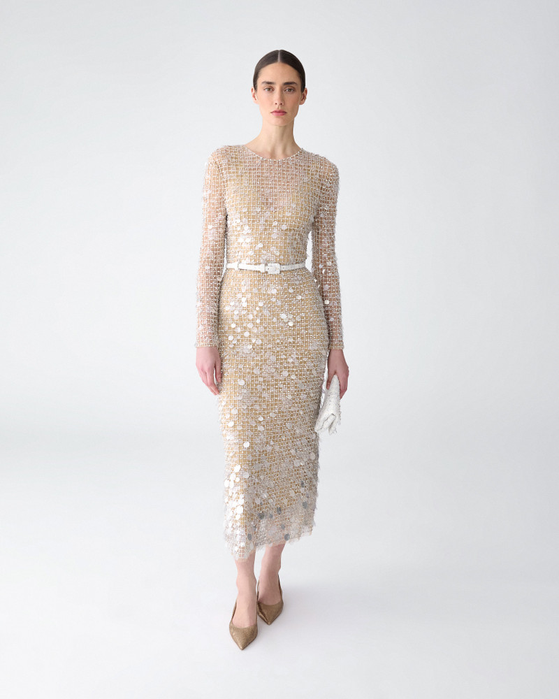 CAROLINA HERRERA Crystal-Embroidered Midi Dress outlook