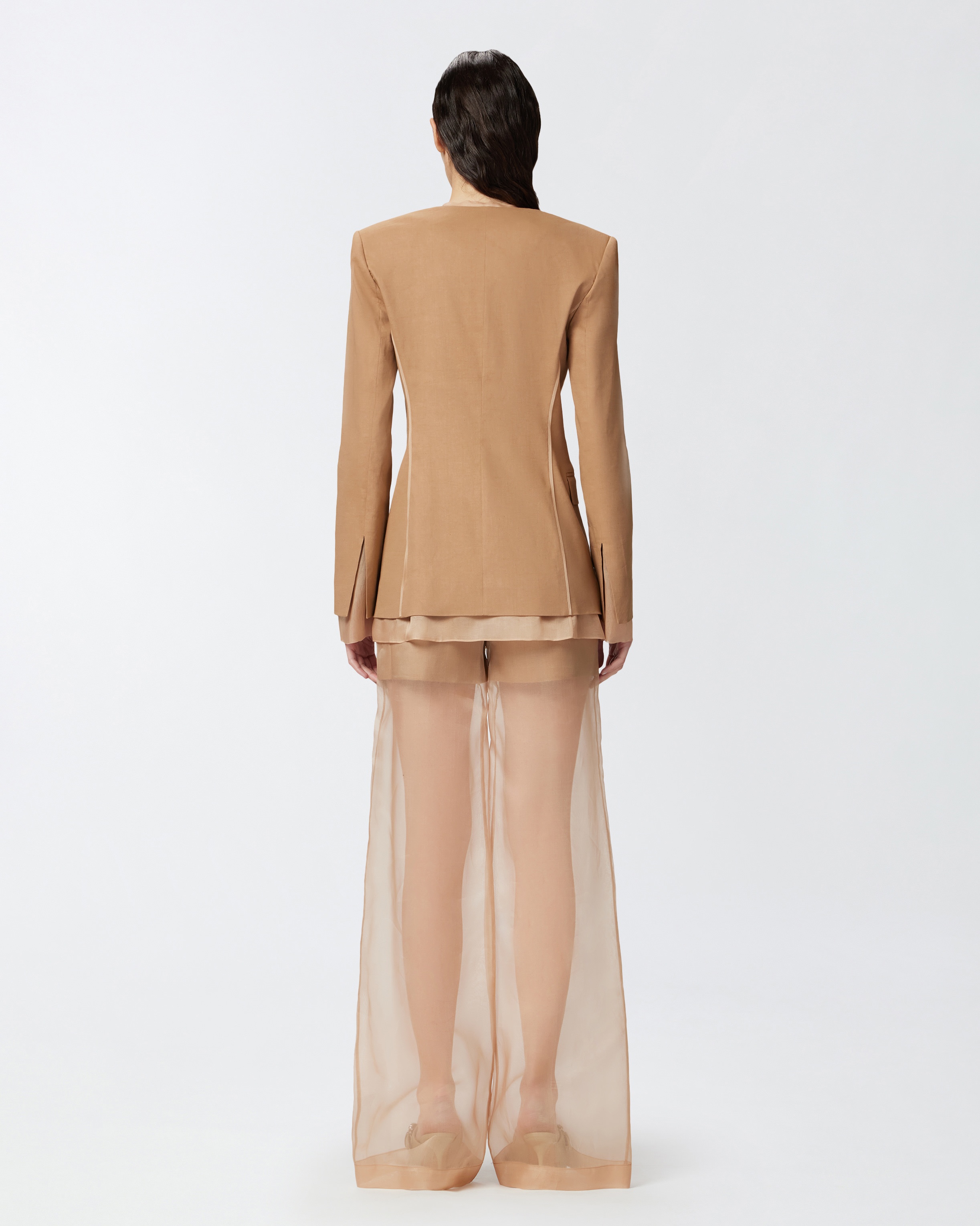 ELEGANT LINEN AND SILK ORGANZA BLAZER - 4