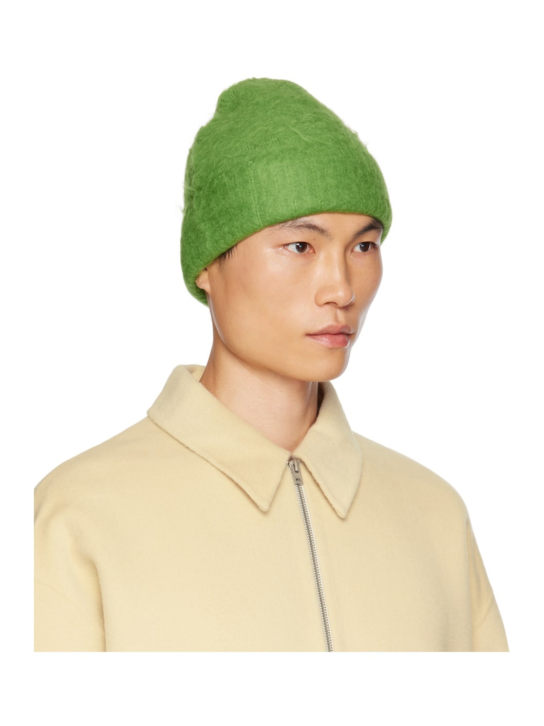 Green Wool Mohair Beanie - 2
