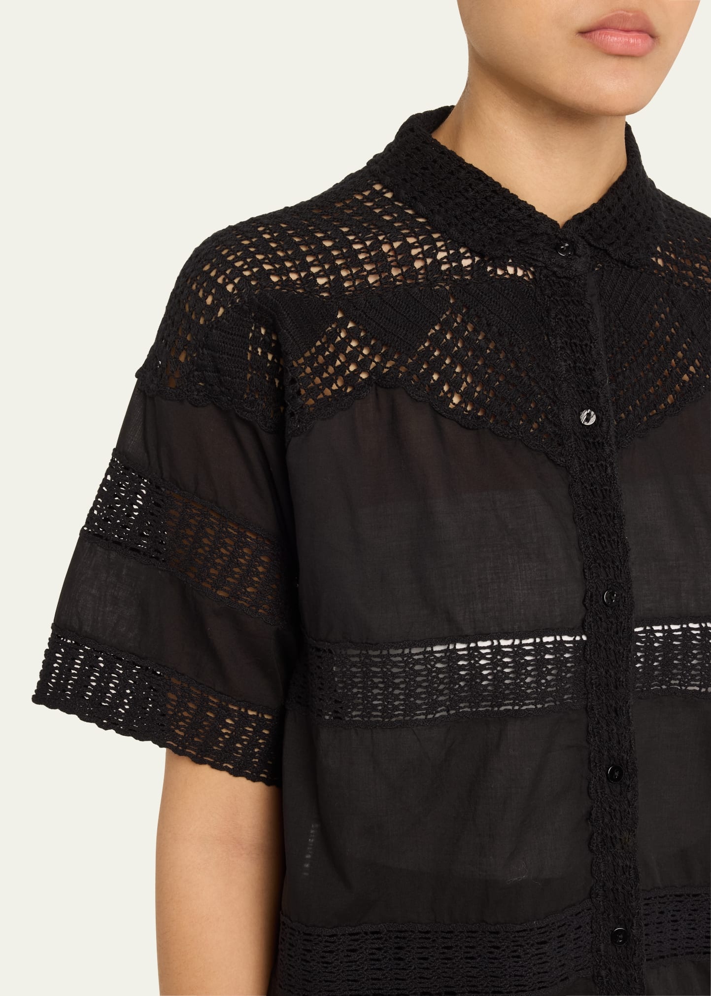 Amal Crochet Button-Front Shirt - 5