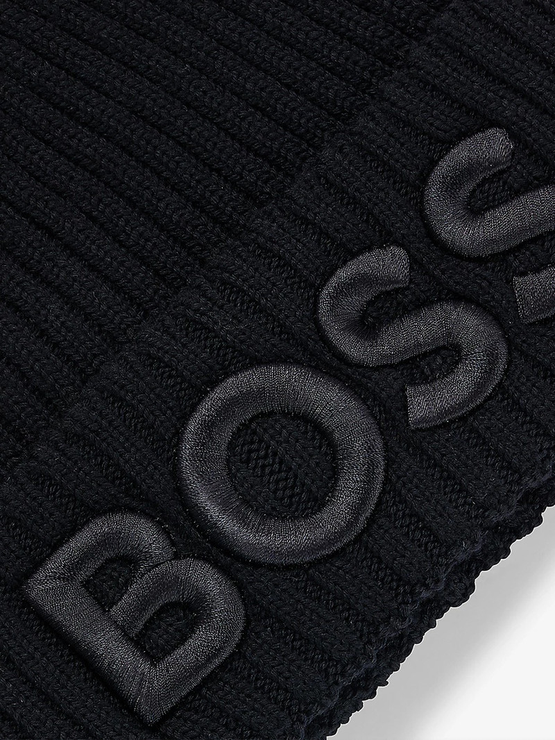 BOSS Logo-embroidered turn-up wool and cashmere-blend beanie outlook
