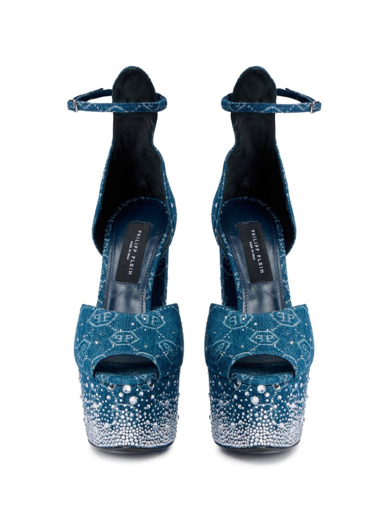 monogram rhinestone platform sandals 3